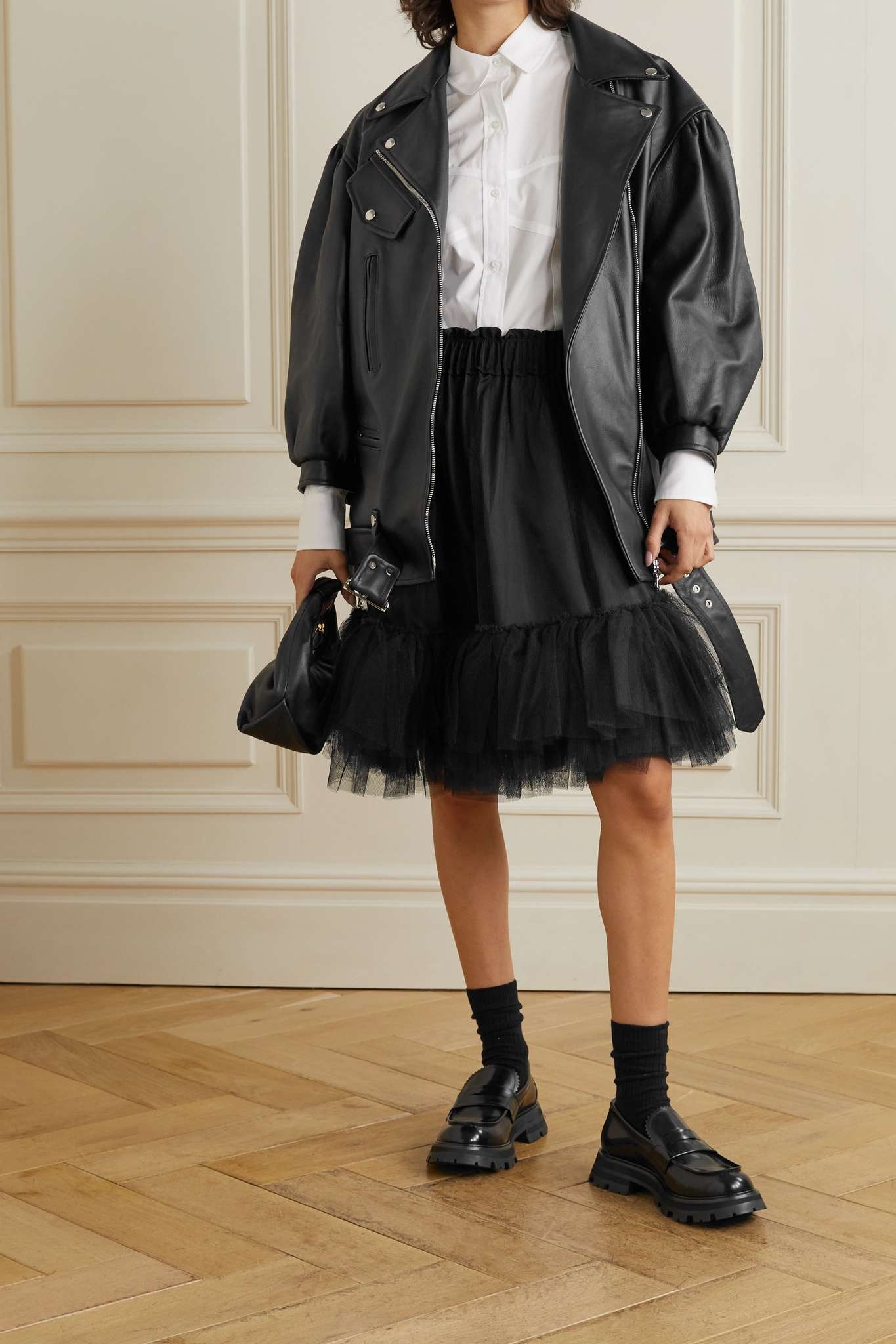 Layered tulle and silk mini skirt - 2