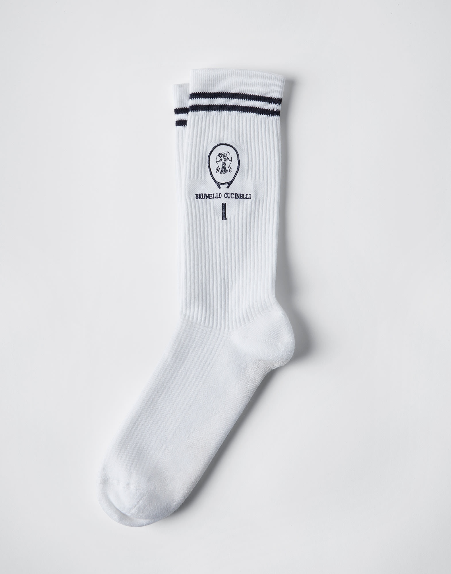 Techno cotton rib knit socks with embroidery - 1