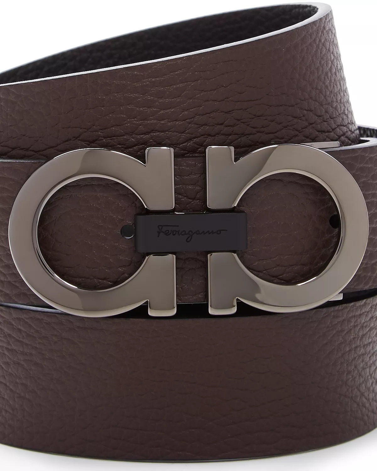 Men's Double Gancini Buckle Reversible Leather Belt - 5