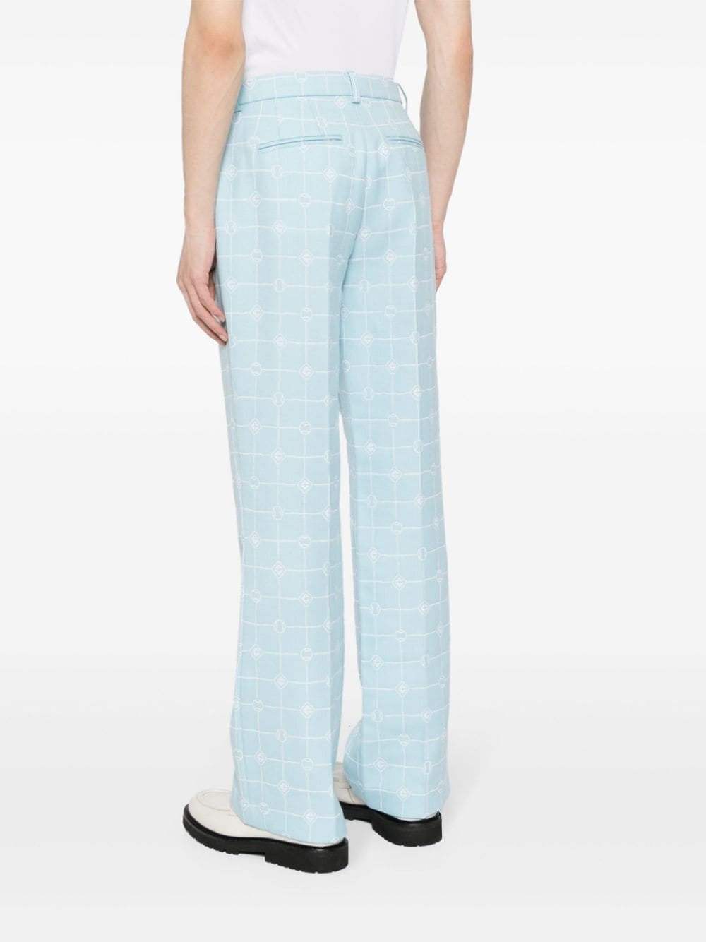 Heart Monogram-jacquard wool trousers - 4