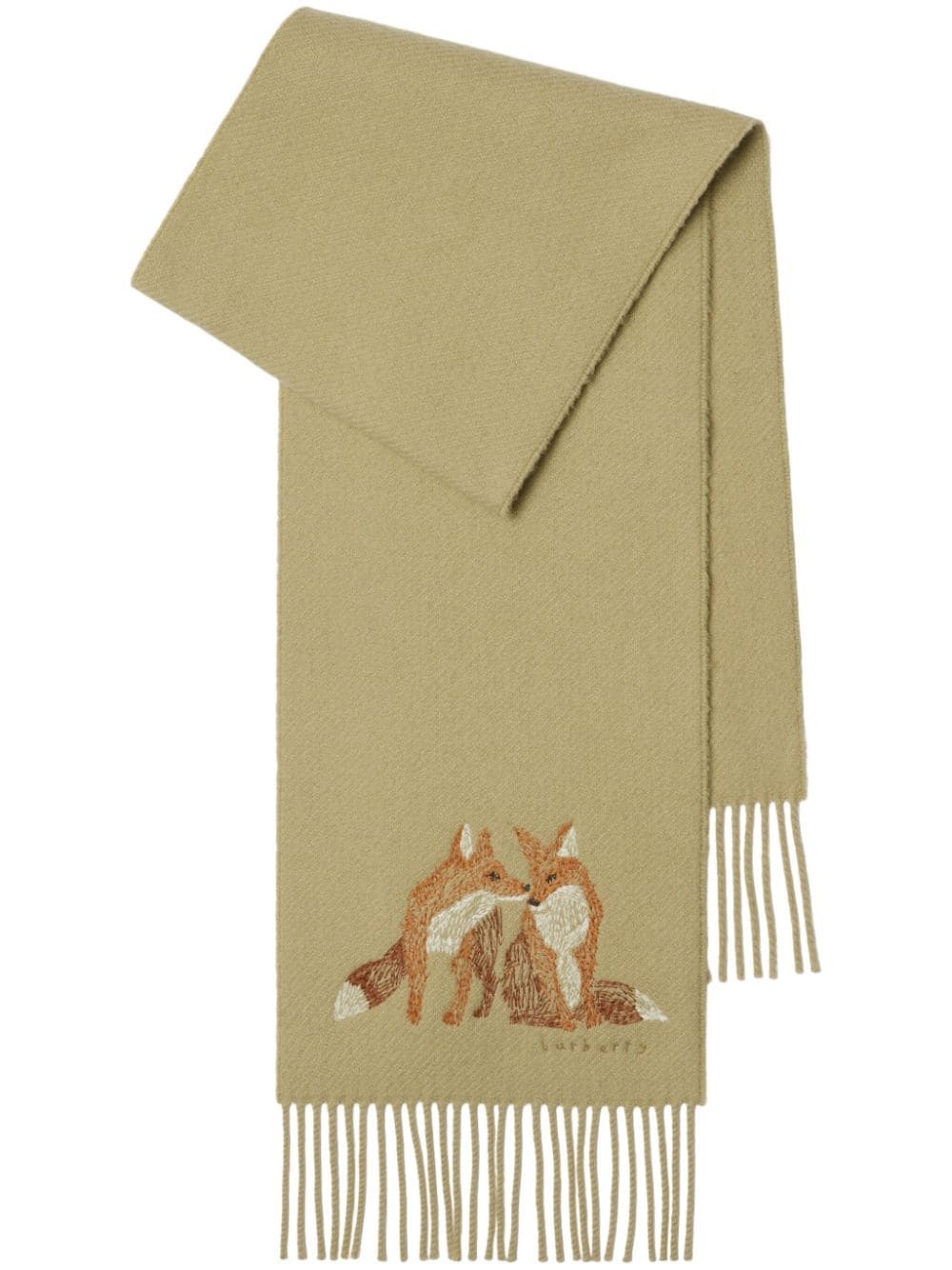 fox embroidery cashmere scarf - 1