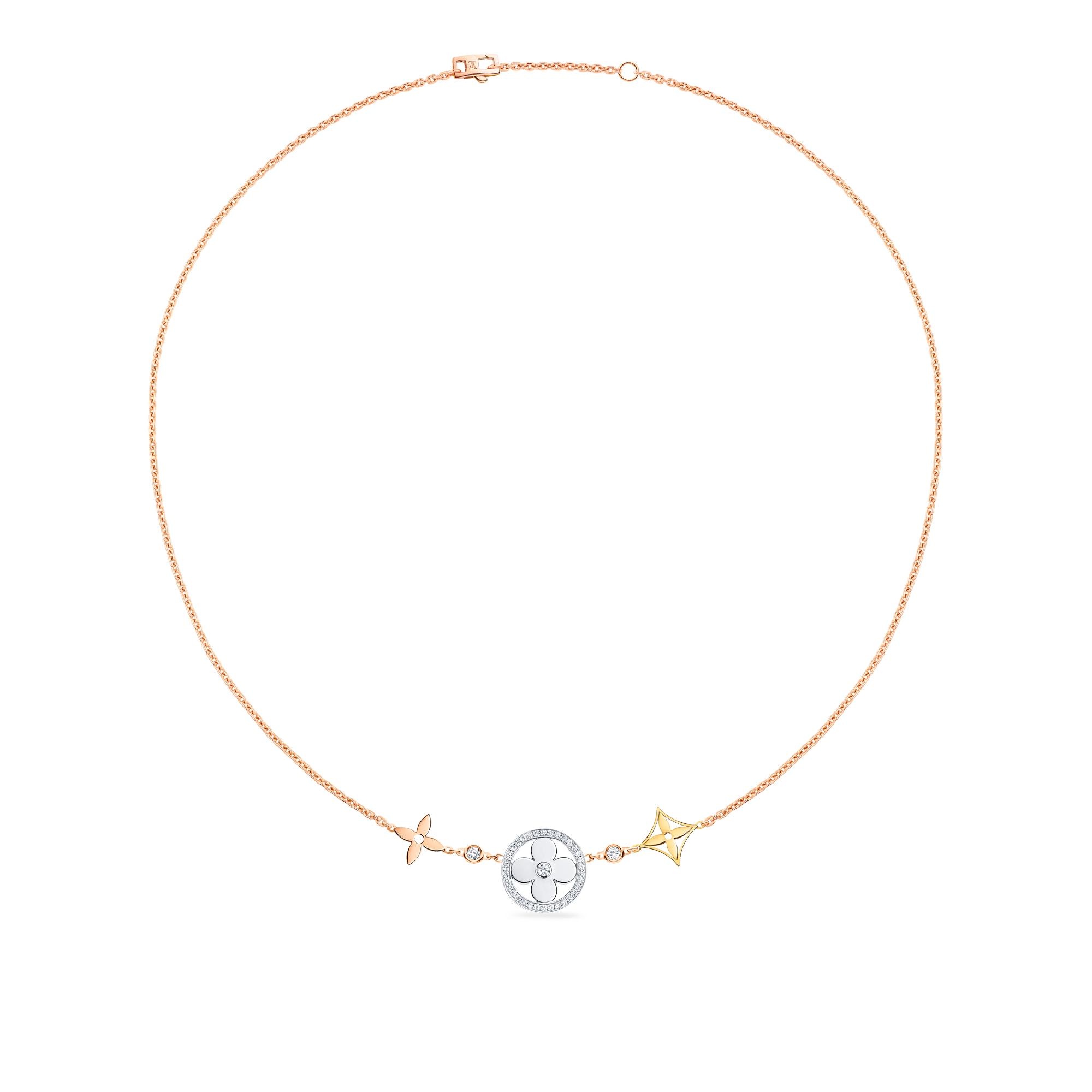 Idylle Blossom XL Necklace, 3 golds and diamonds - 3