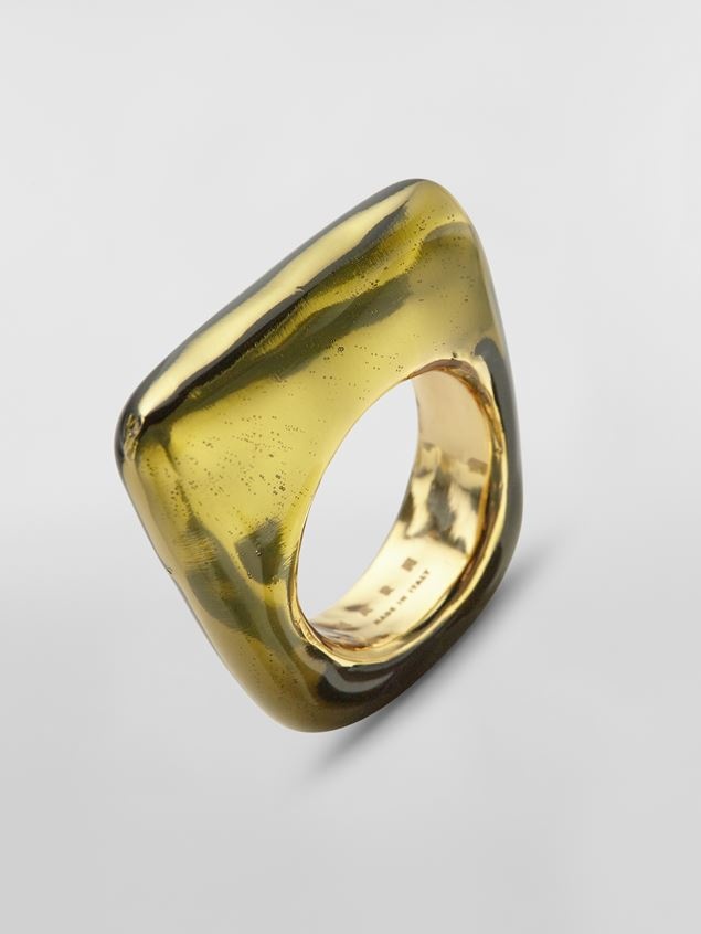METAL TRAPEZE RING COVERED WITH TRANSPARENT GREEN ENAMEL - 4
