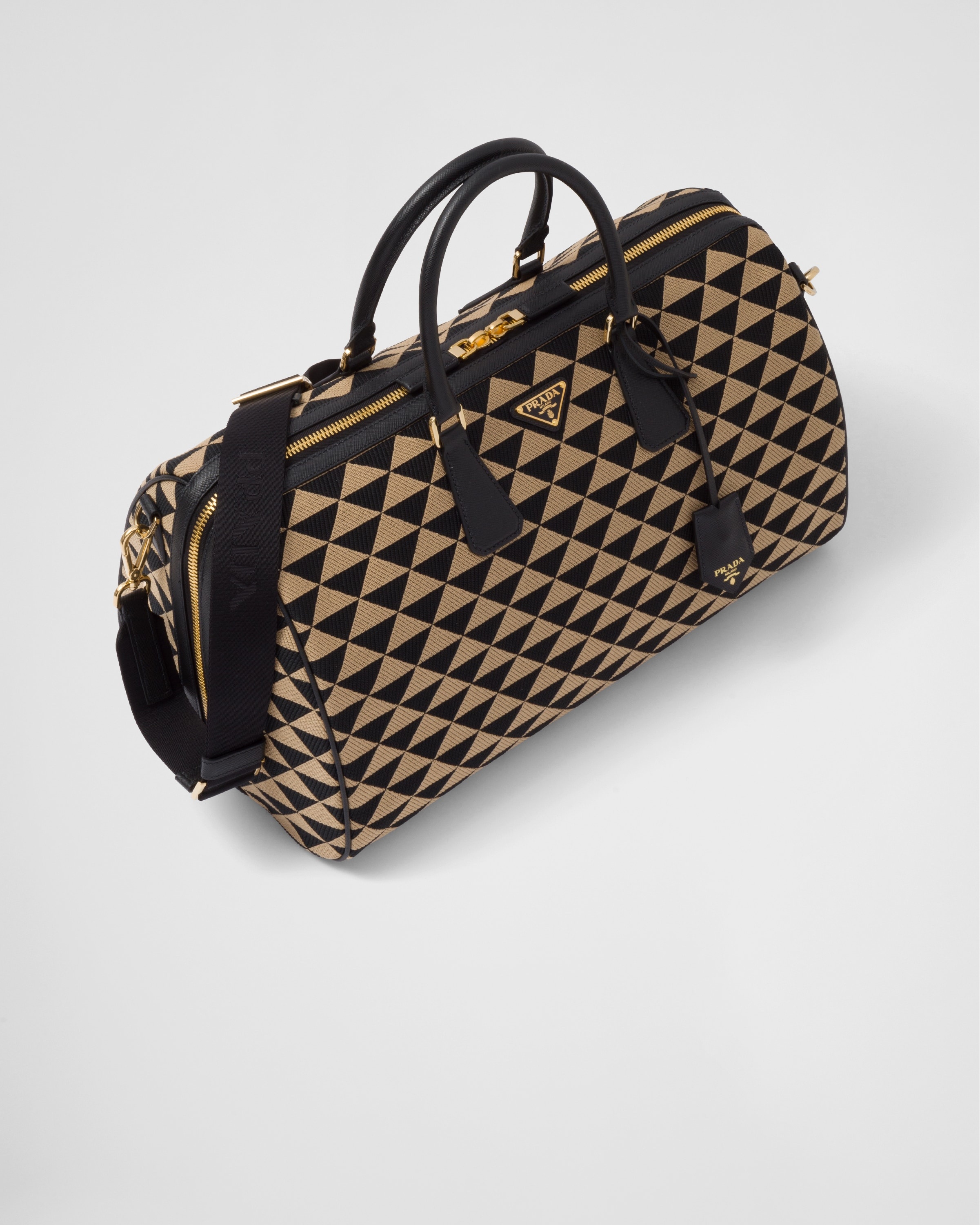 Medium Prada Symbole embroidered fabric travel bag - 3