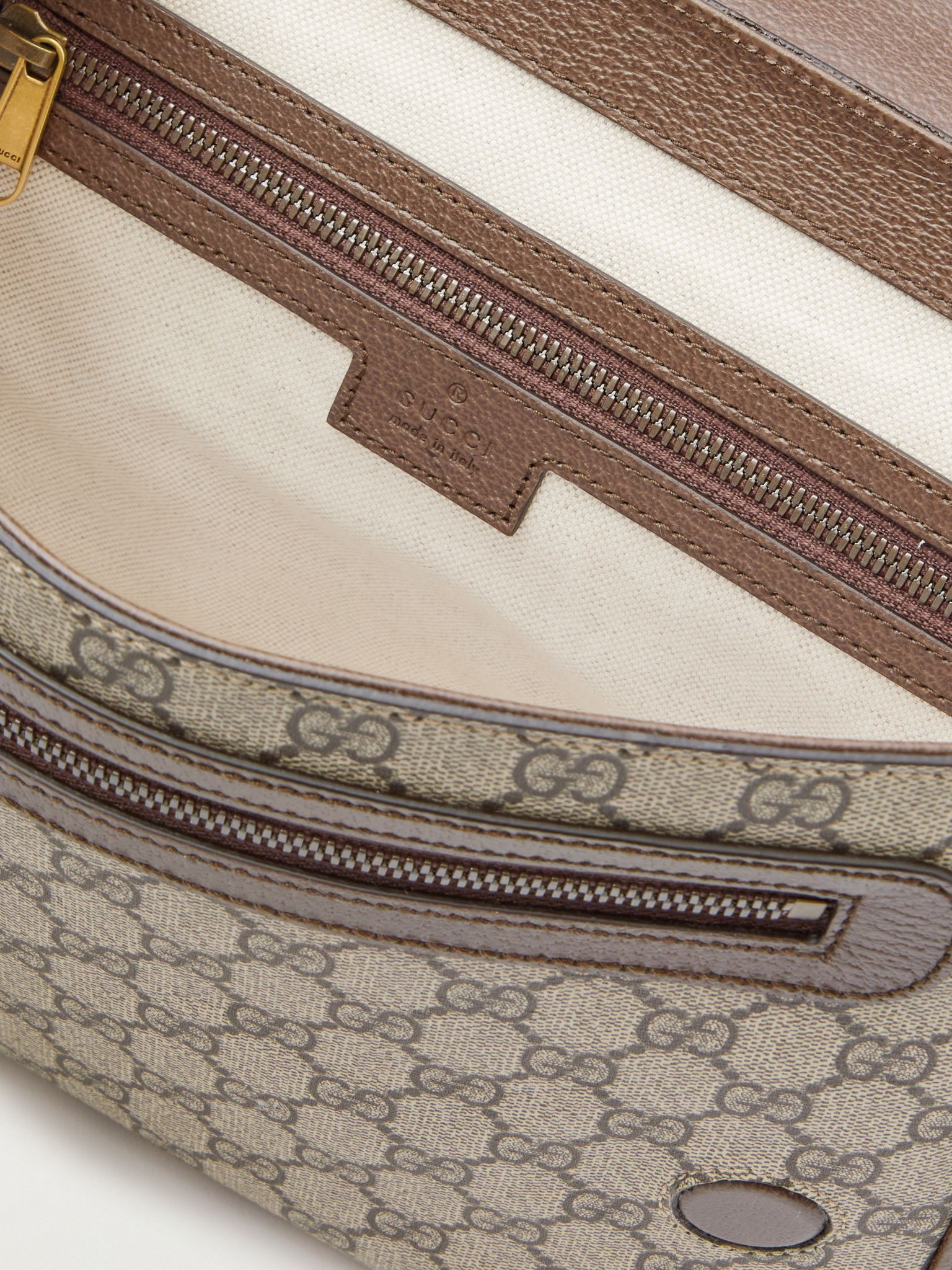 Ophidia Medium Leather-Trimmed Monogrammed Coated-Canvas Messenger Bag Brown - 5