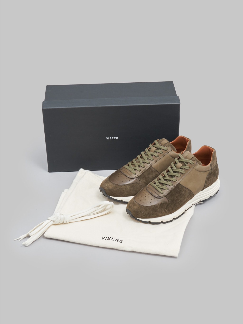 Viberg Sneaker Dark Olive Janus Calf Suede - 12