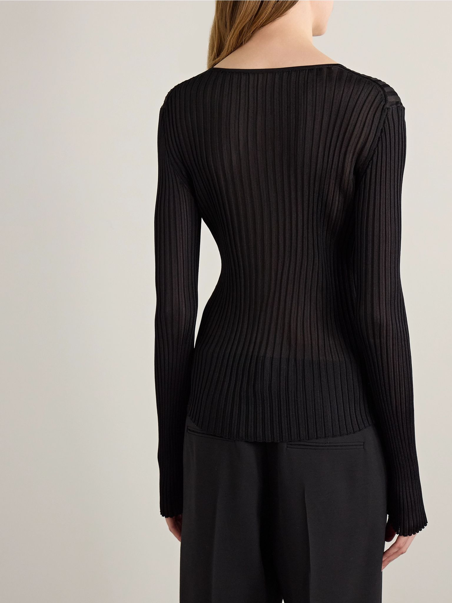 Tia ribbed-knit top Black - 4