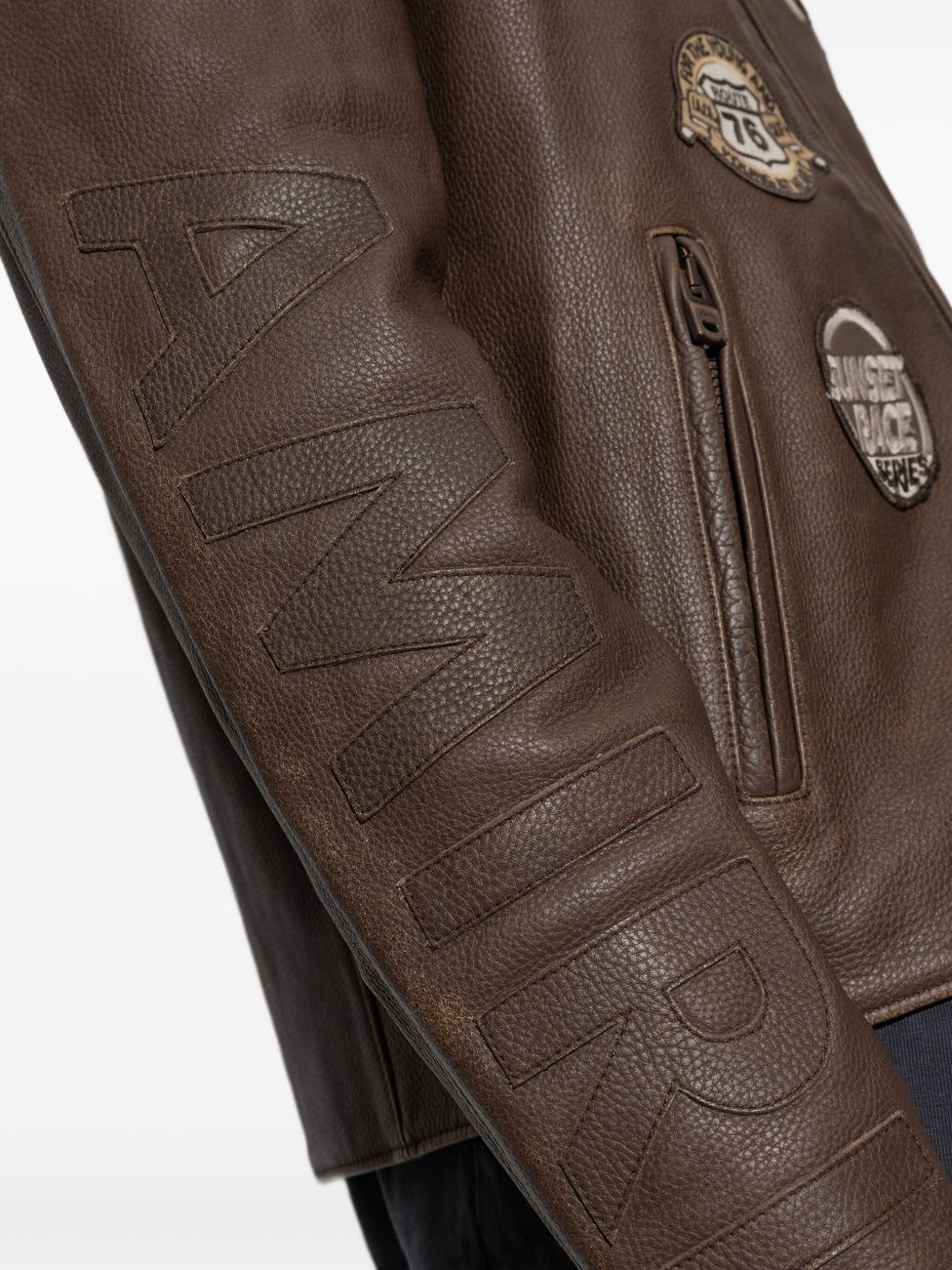 patch-detail leather jacket - 4