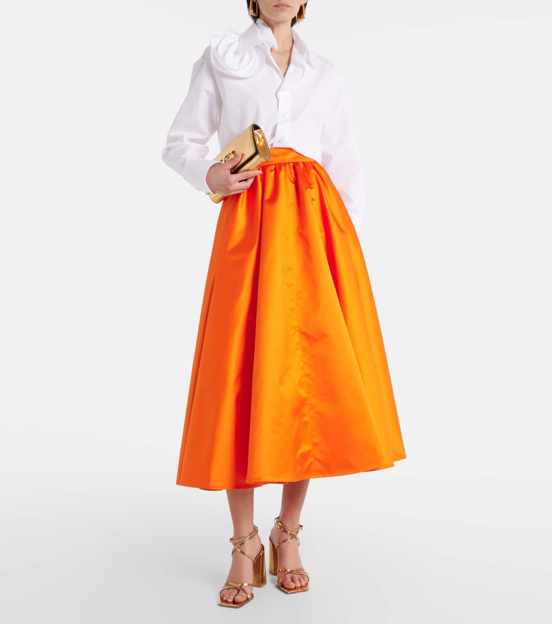 Pleated satin midi skirt - 2