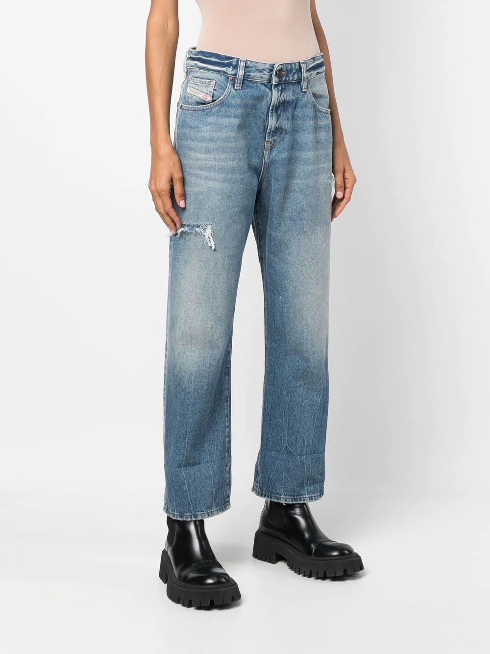 1999 straight-leg distressed jeans - 3