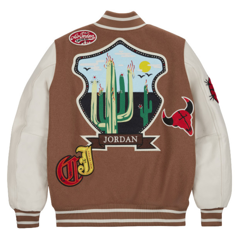 Jordan Air Jordan x Travis Scott Varsity Jacket Asia Sizing 'Antique Brown' DO4104-256 outlook