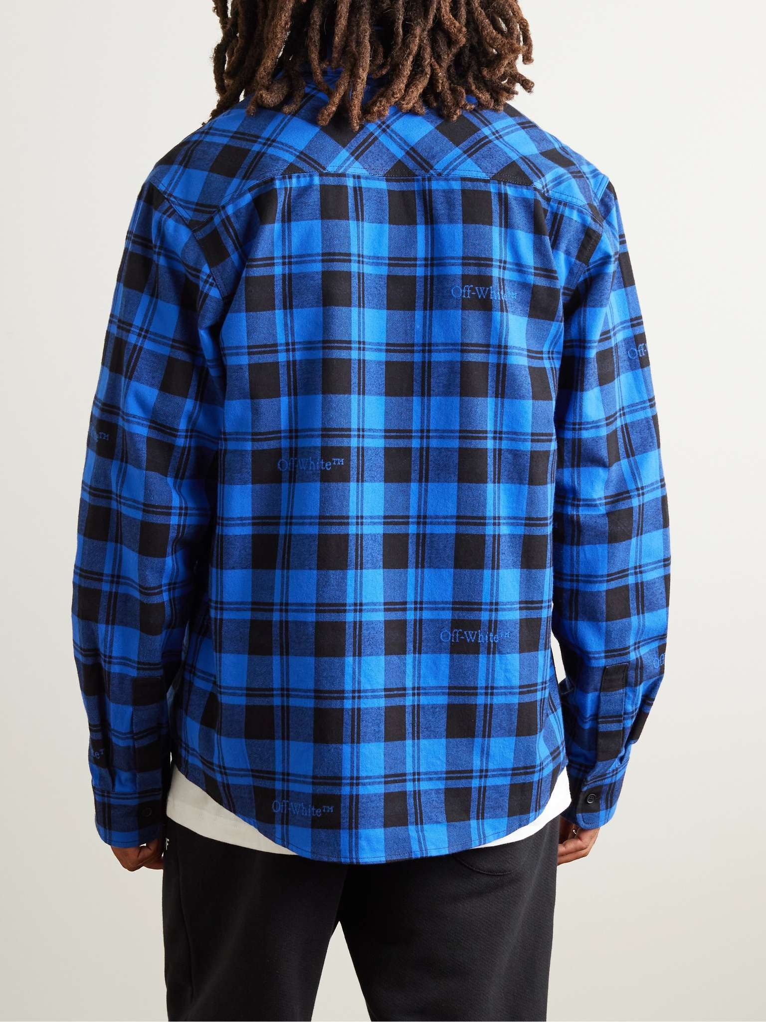 Logo-Embroidered Checked Cotton-Flannel Shirt - 3
