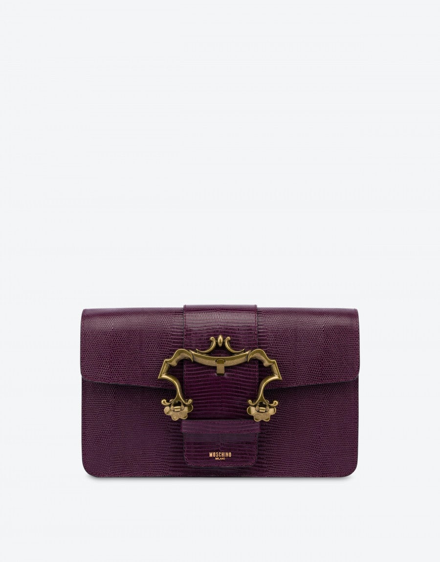 TEGU LIZARD-PRINT BAROQUE BUCKLE CLUTCH - 1