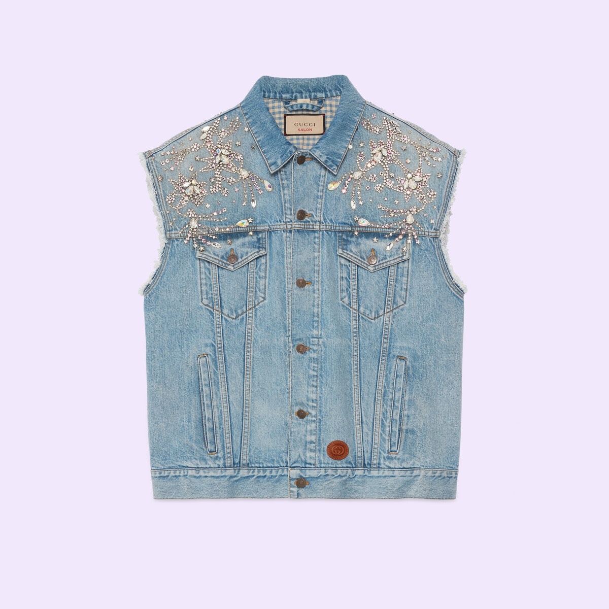 Denim vest with crystal trim - 1