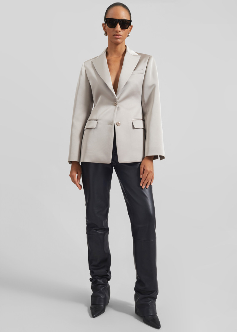 Colette Hourglass Satin Blazer - Light Taupe 4