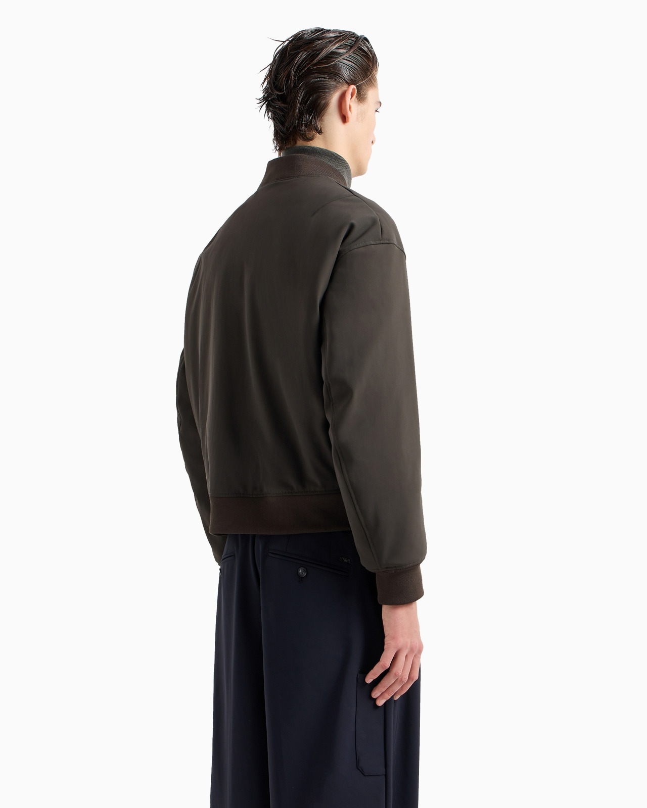 Zipped bomber jacket in technical stretch nylon - 3