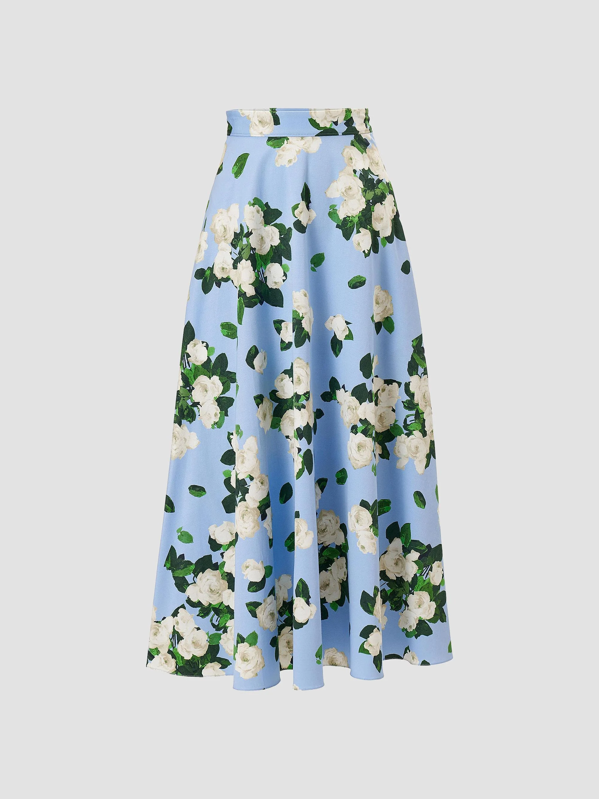 Women's Cabana Floral Half Circle Cotton-Blend Midi-Skirt - Cloudy Blue Multi - 1