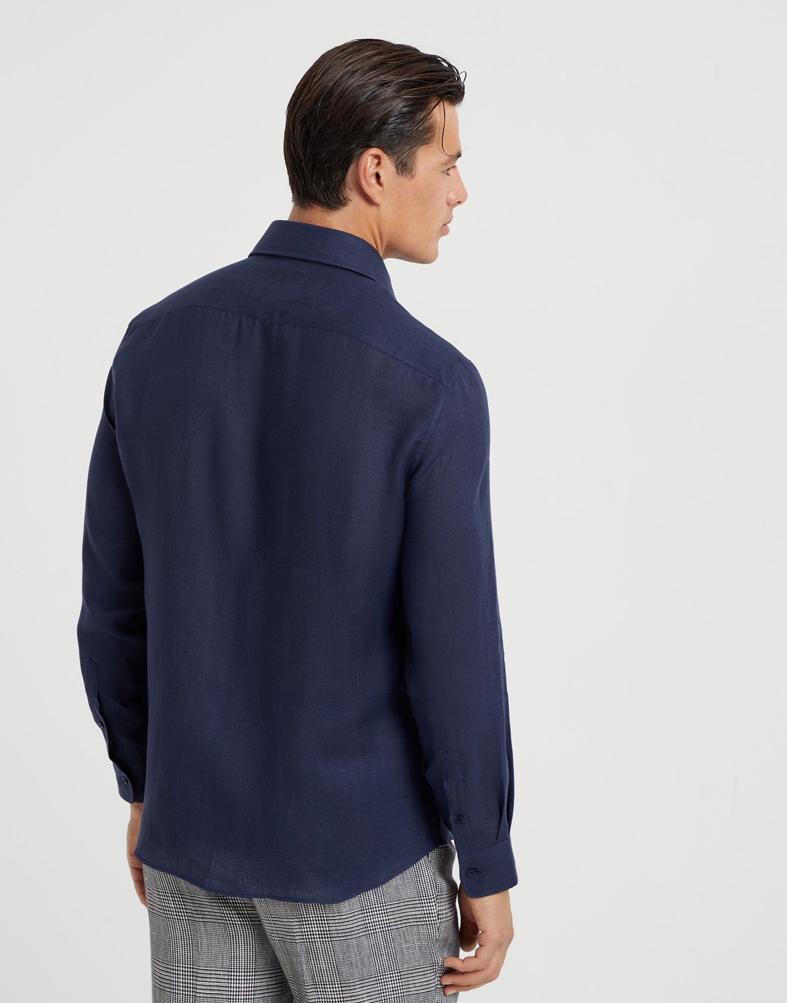 Linen easy fit shirt with spread collar - 2