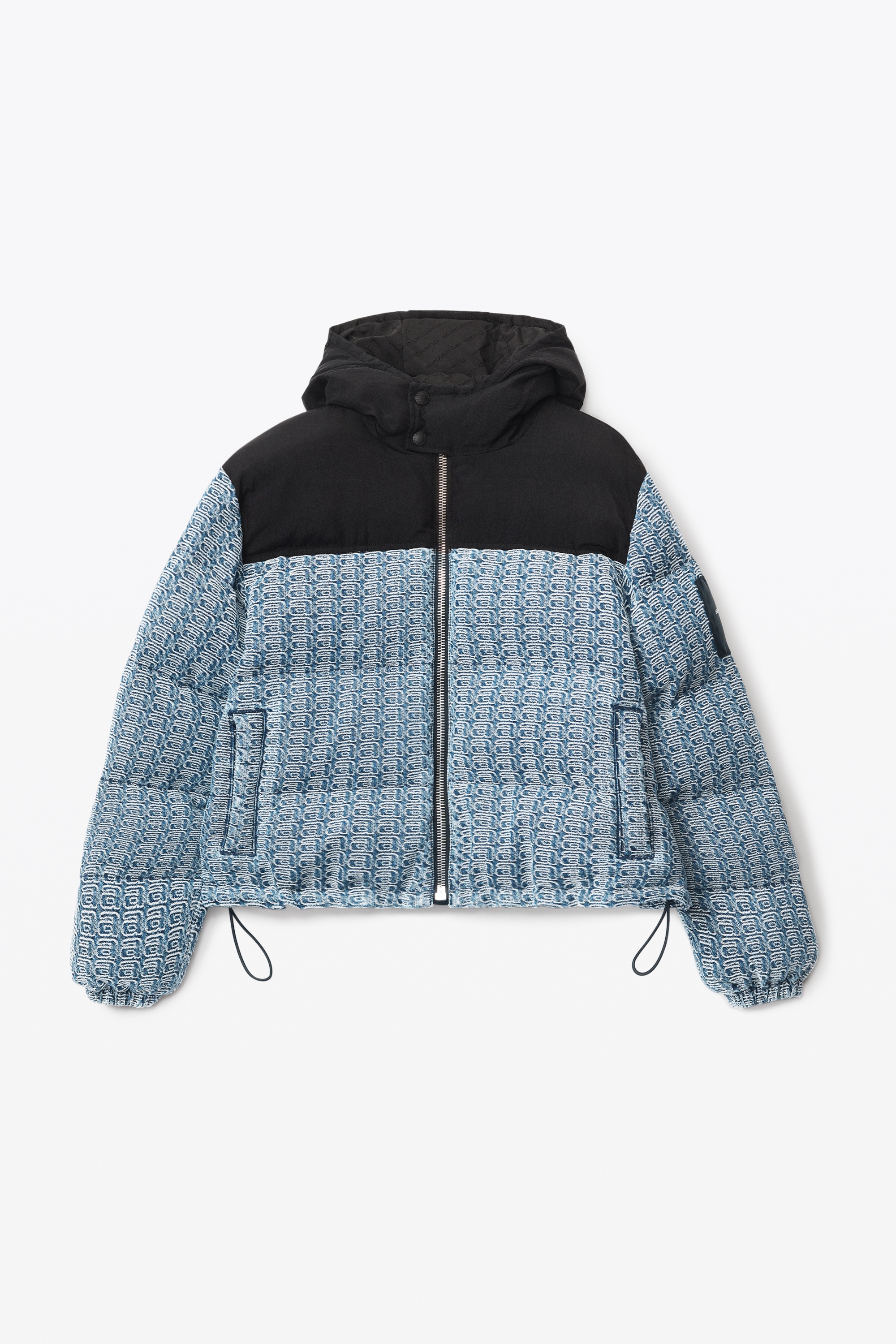 Alexander Wang COLORBLOCK PUFFER IN LOGO JACQUARD DENIM | REVERSIBLE