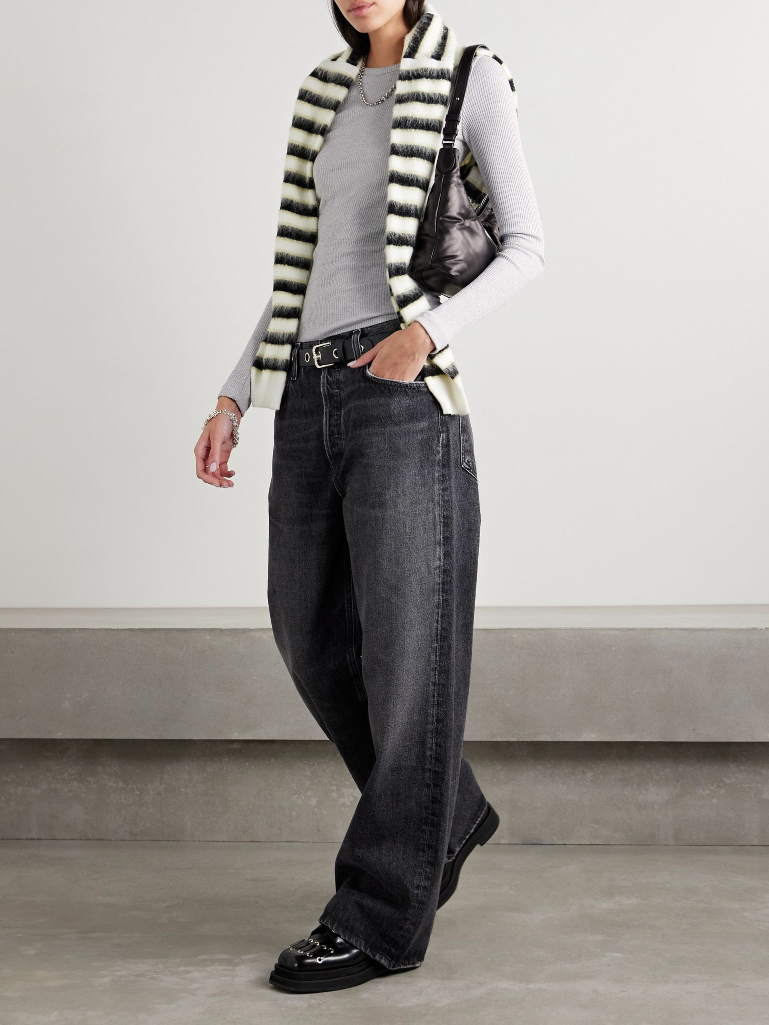 Delphi ribbed jersey top Light gray - 2