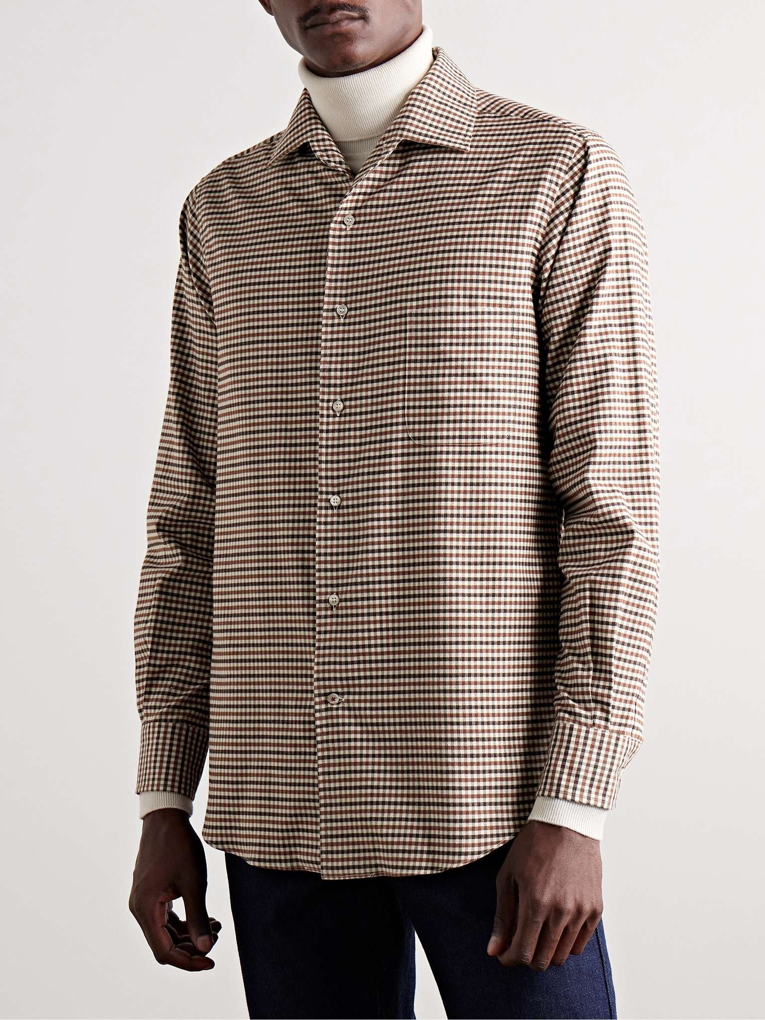 Logo-Appliquéd Checked Cotton-Flannel Shirt - 3