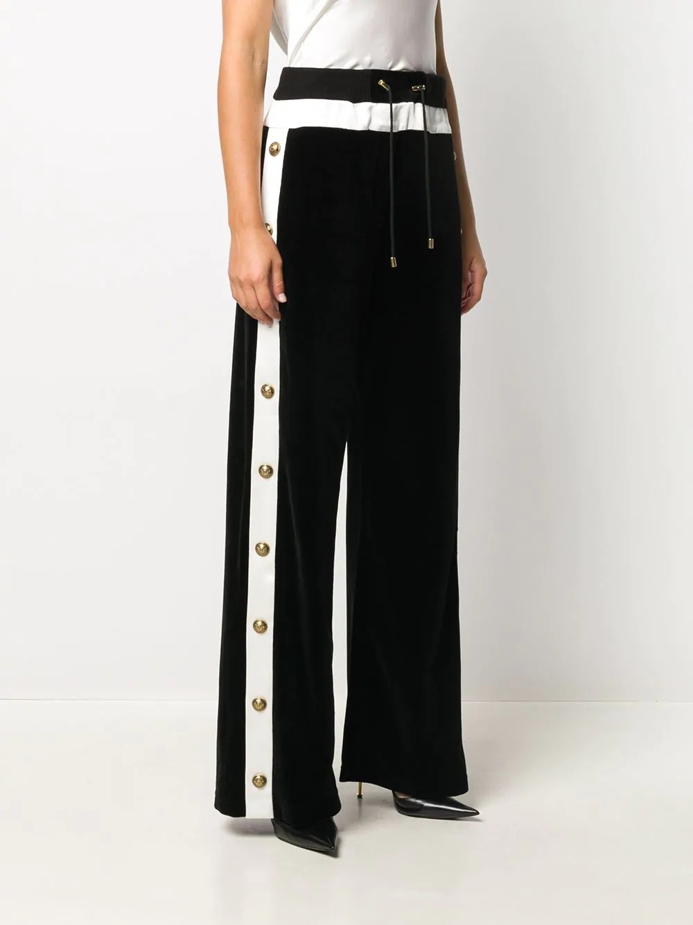 buttoned wide-leg trousers - 3