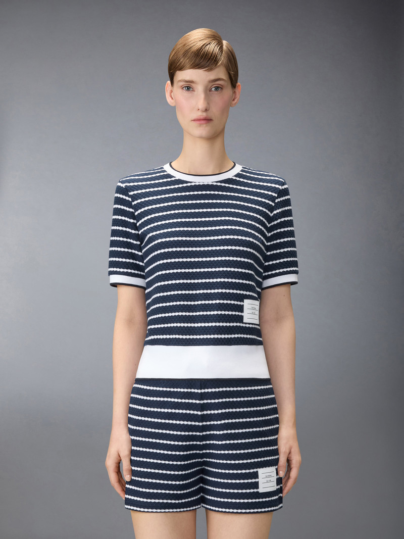 Thom Browne STRIPED HONEYCOMB RIB TEE outlook