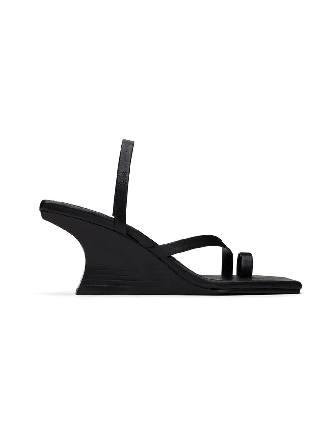 Black Architectural Wedge Heeled Sandals - 1