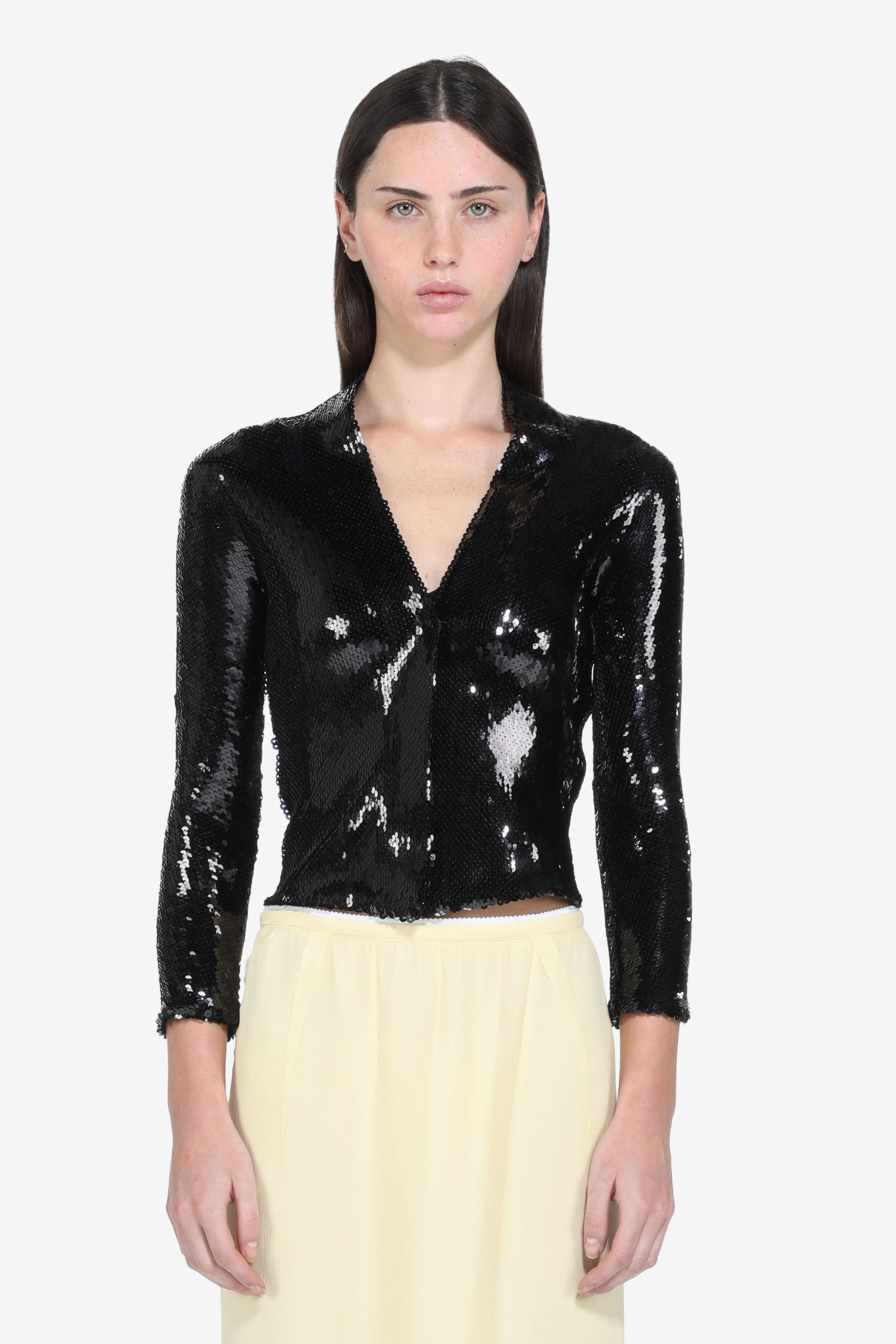 CROPPED SEQUIN BLAZER - 1