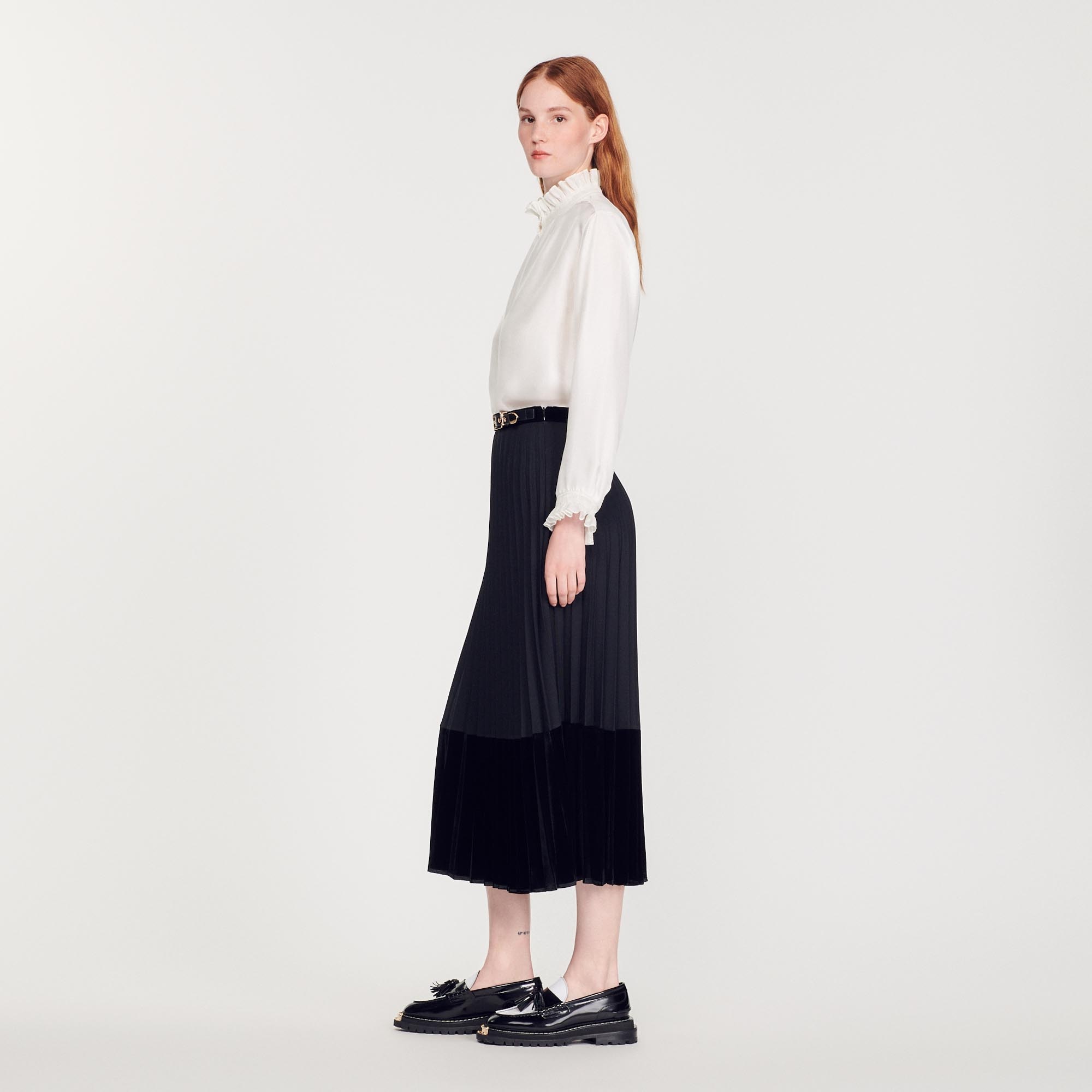 Long pleated wrapover skirt - 7
