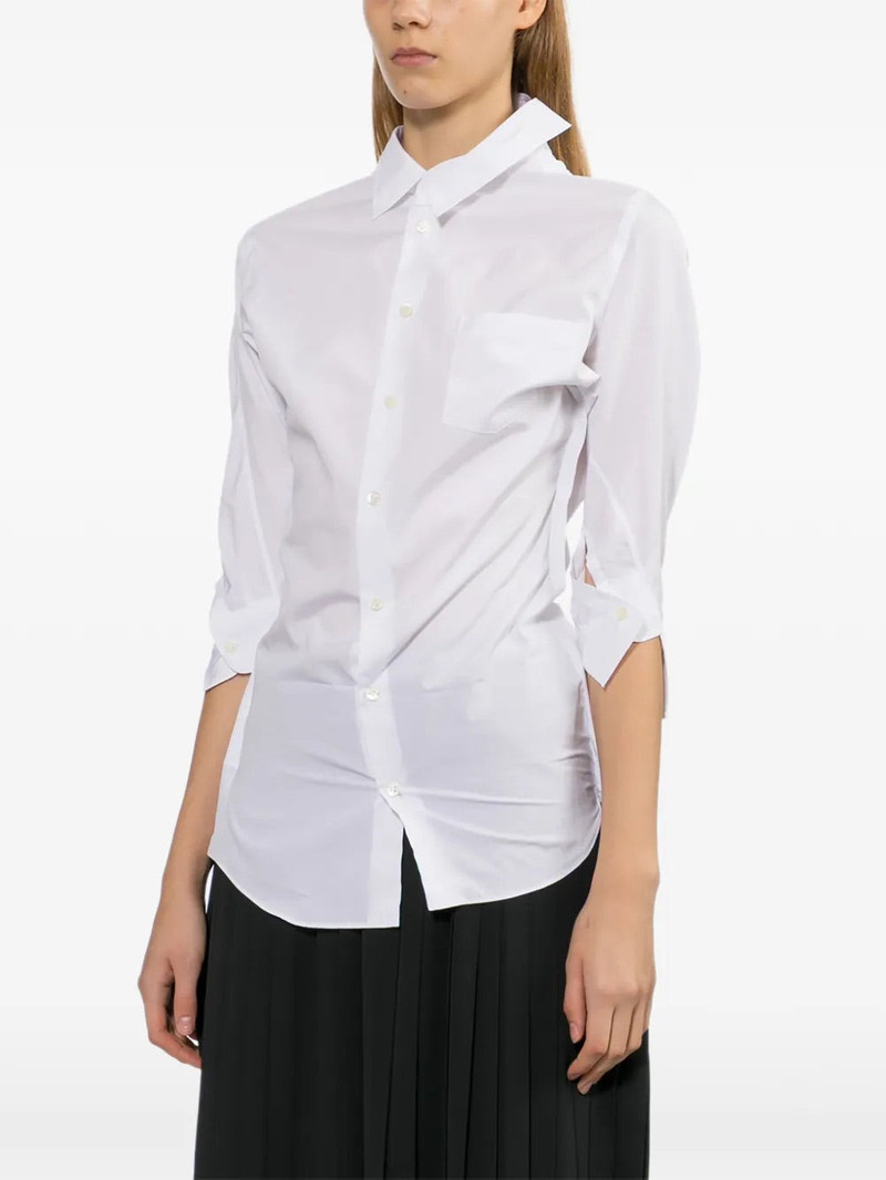 WOMEN'S ASYMMETRIC WRINKLED BLOUSE - WHITE 3