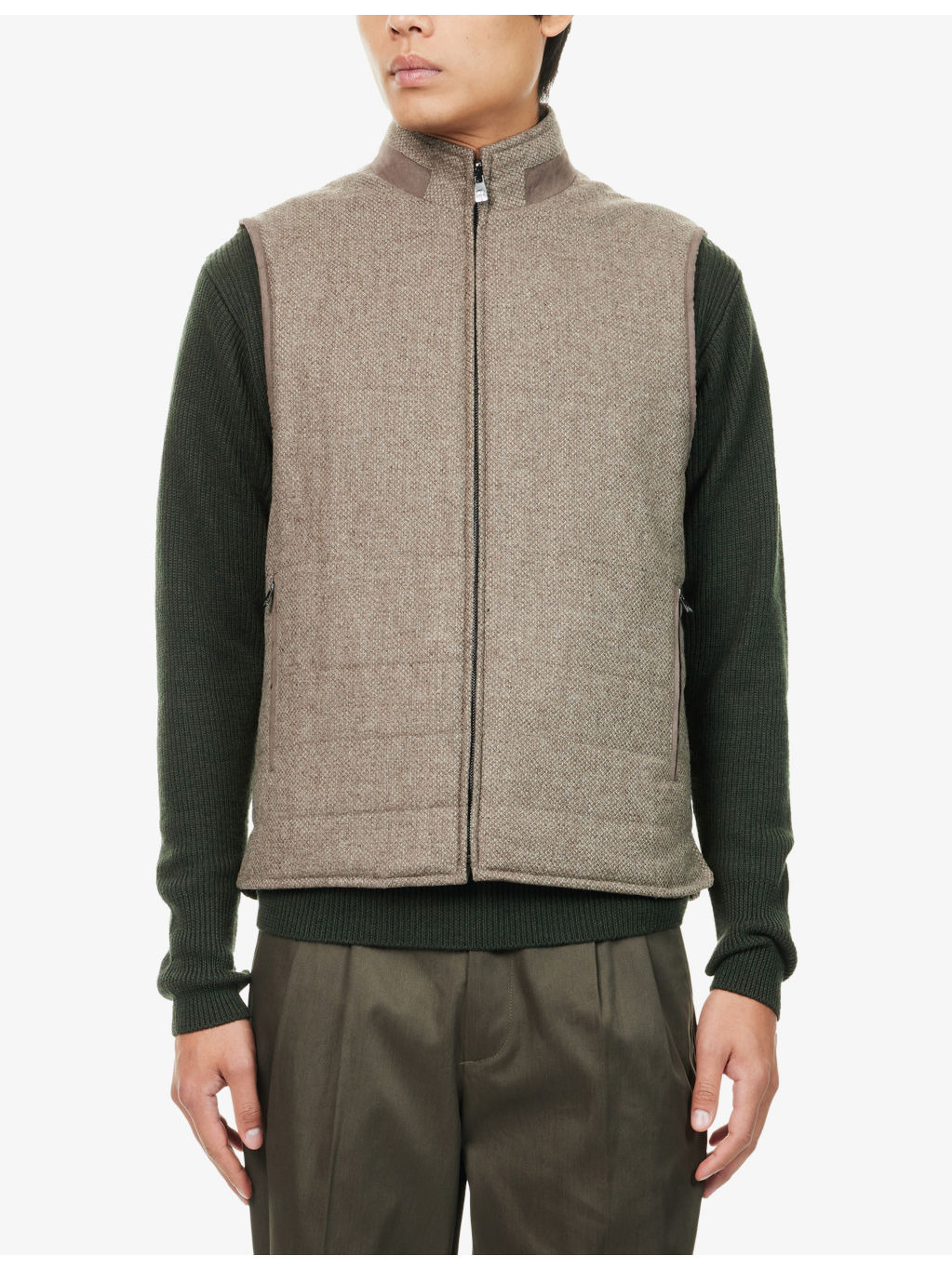 Reversible Sleeveless Wool-Cashmere Blend Gilet - 3