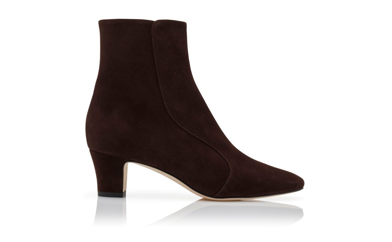 Brown Suede Round Toe Ankle Boots - 1