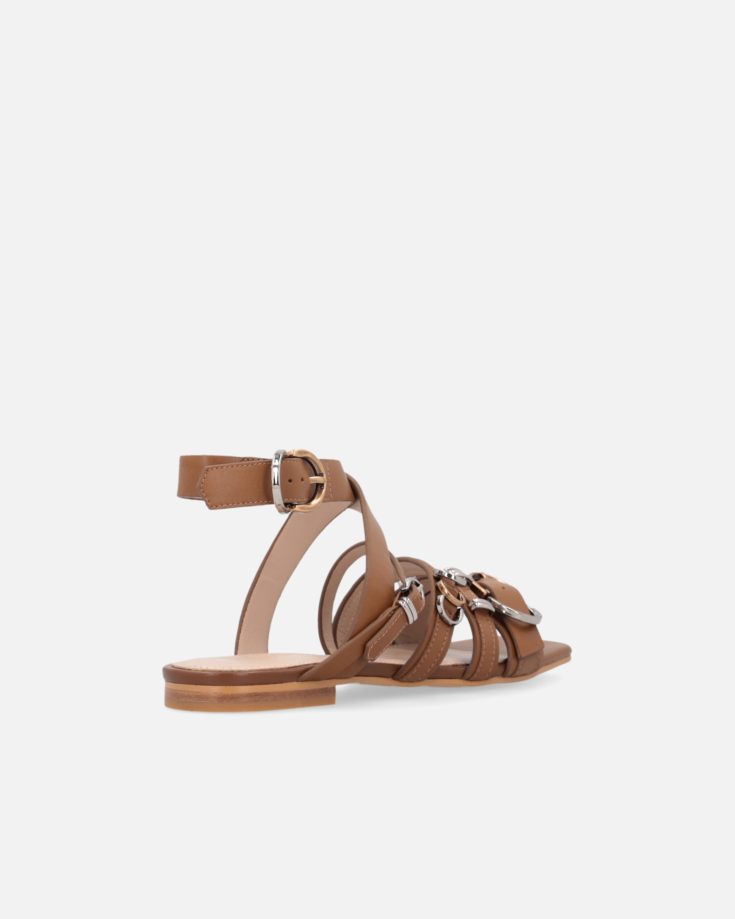 FLAT SANDALS WITH BRAIDED STRAPS AND METALLIC DETAILS - 3