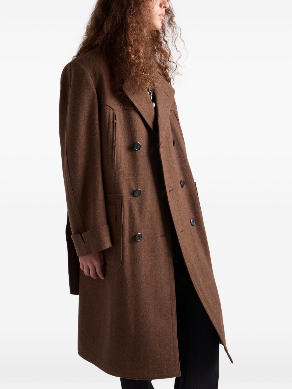 belted wool double-breasted coat - 3
