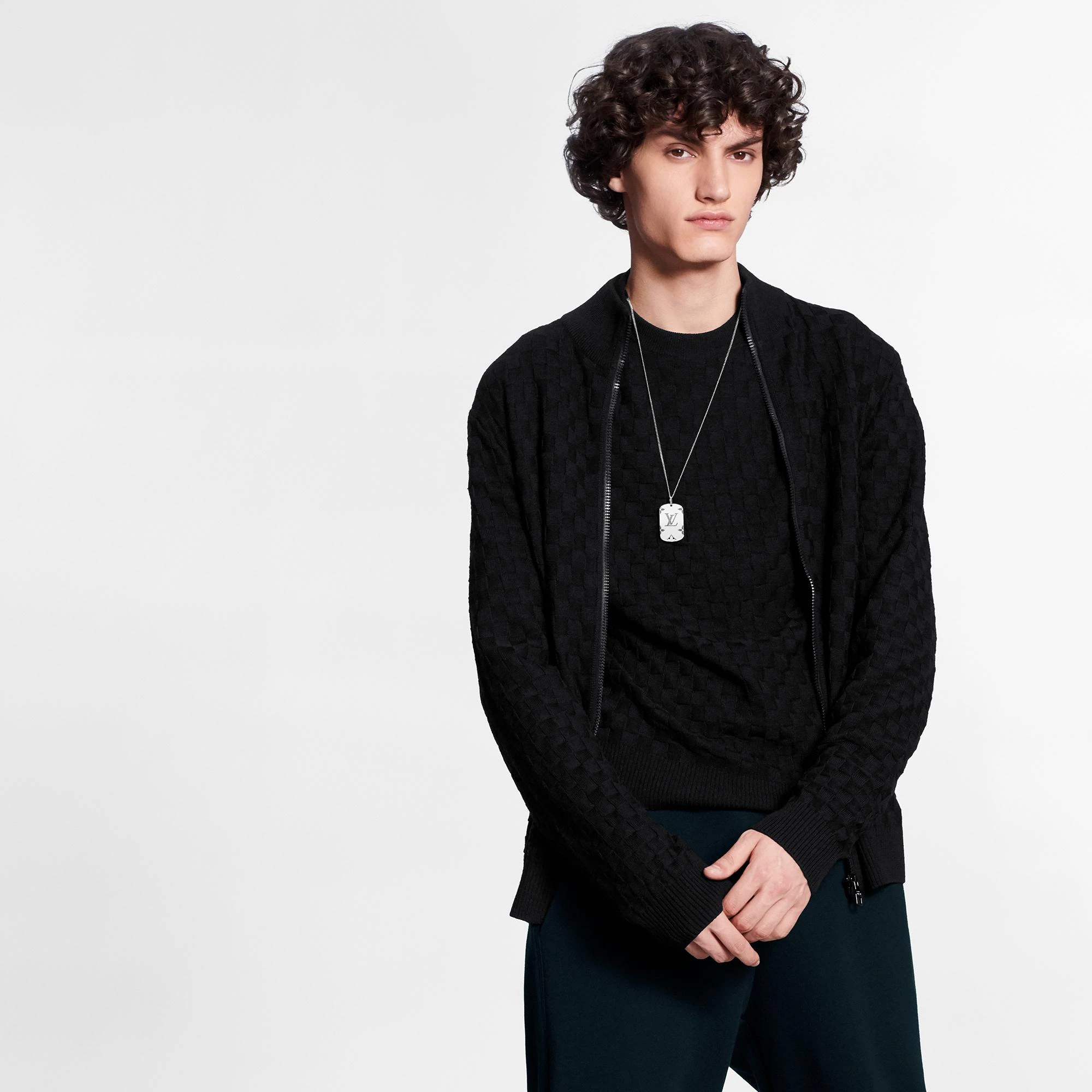 Damier Signature Zip-Through Cardigan - 2