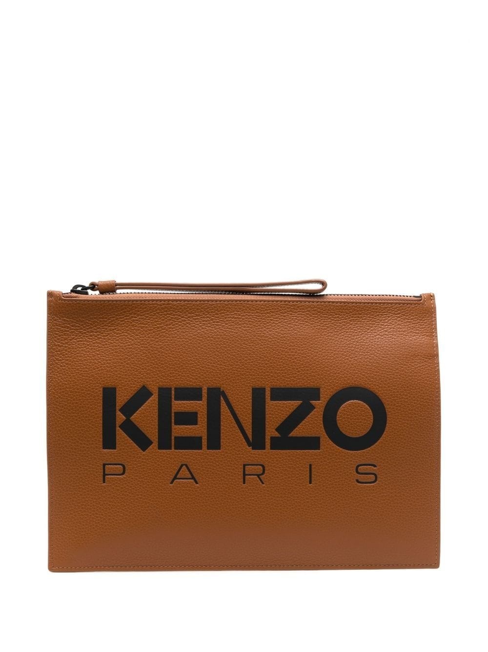 logo-print leather clutch - 1