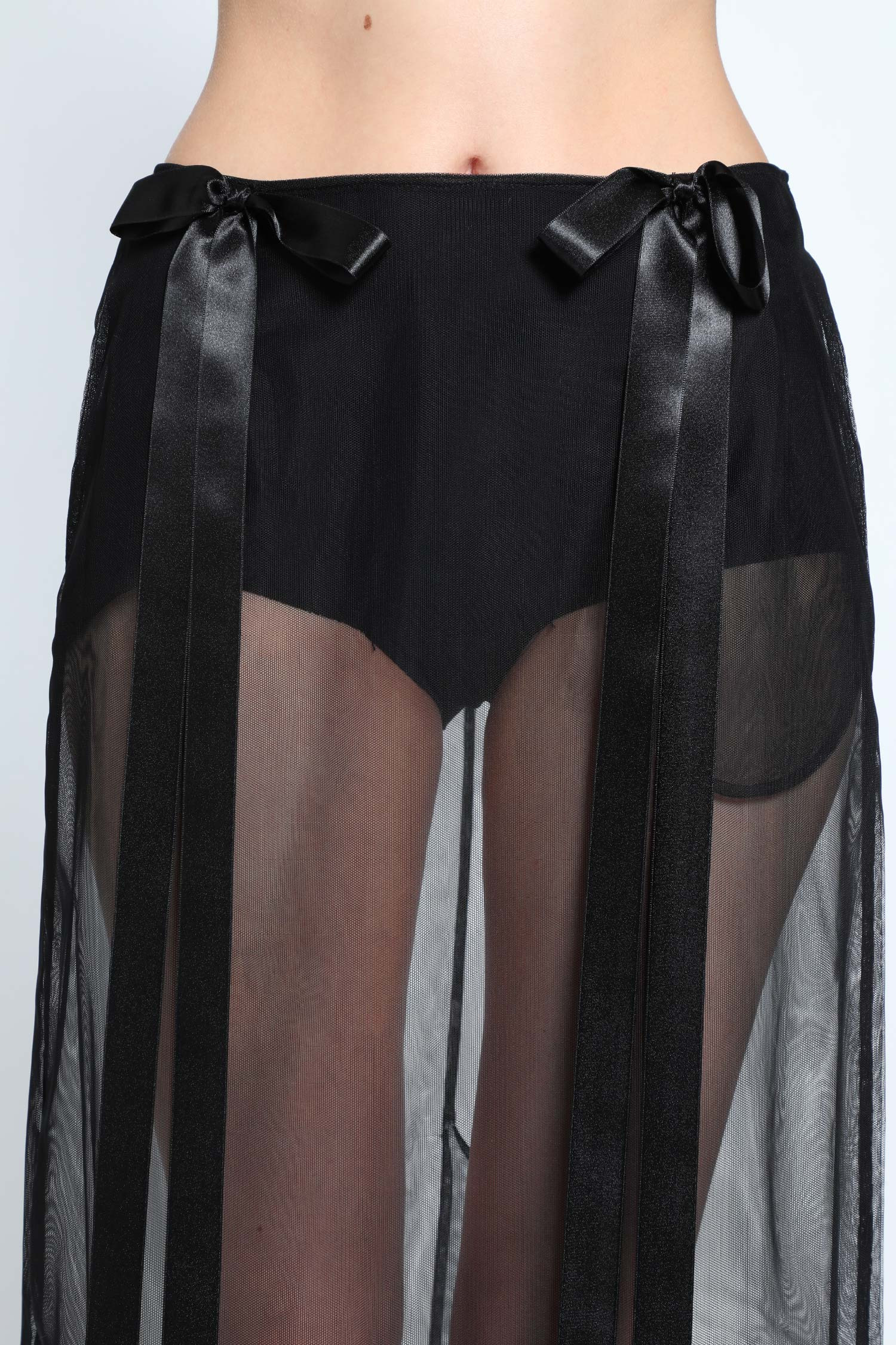 Sheer Bow Ribbon Pencil Skirt - 4