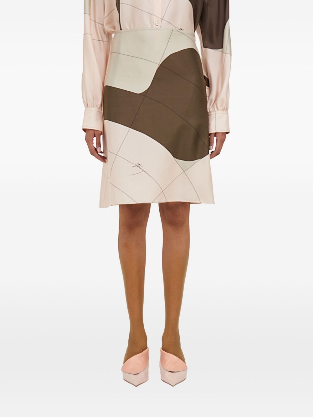 printed silk midi skirt - 3