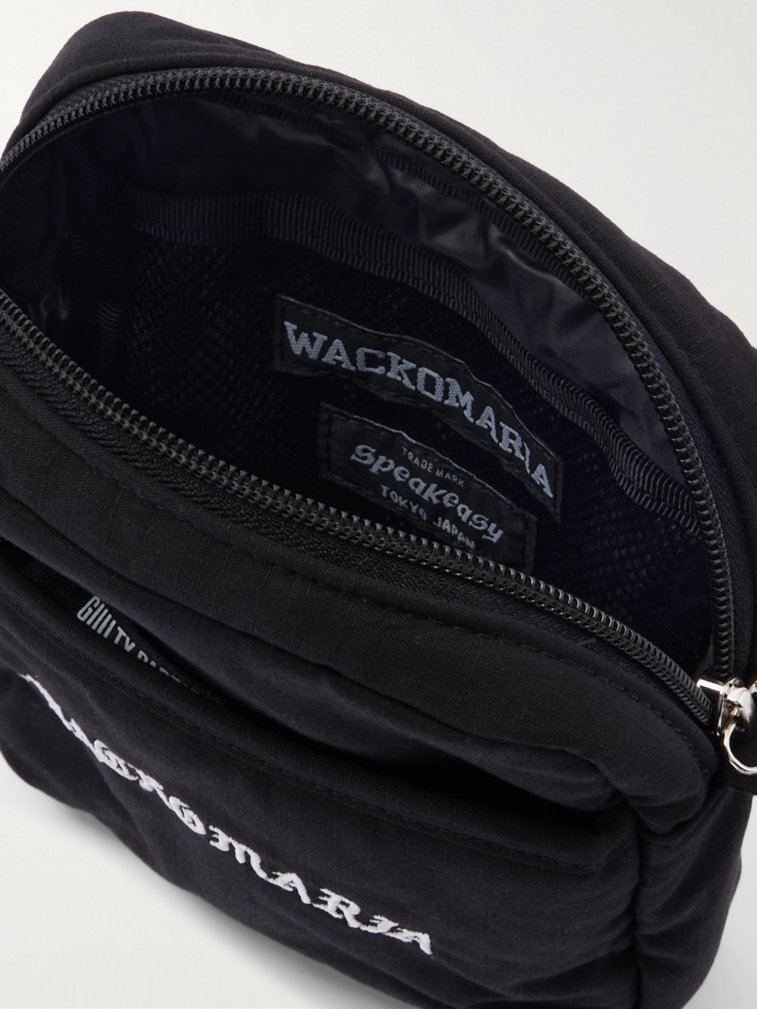 Speak Easy Small Logo-Embroidered Ripstop Pouch Black - 5