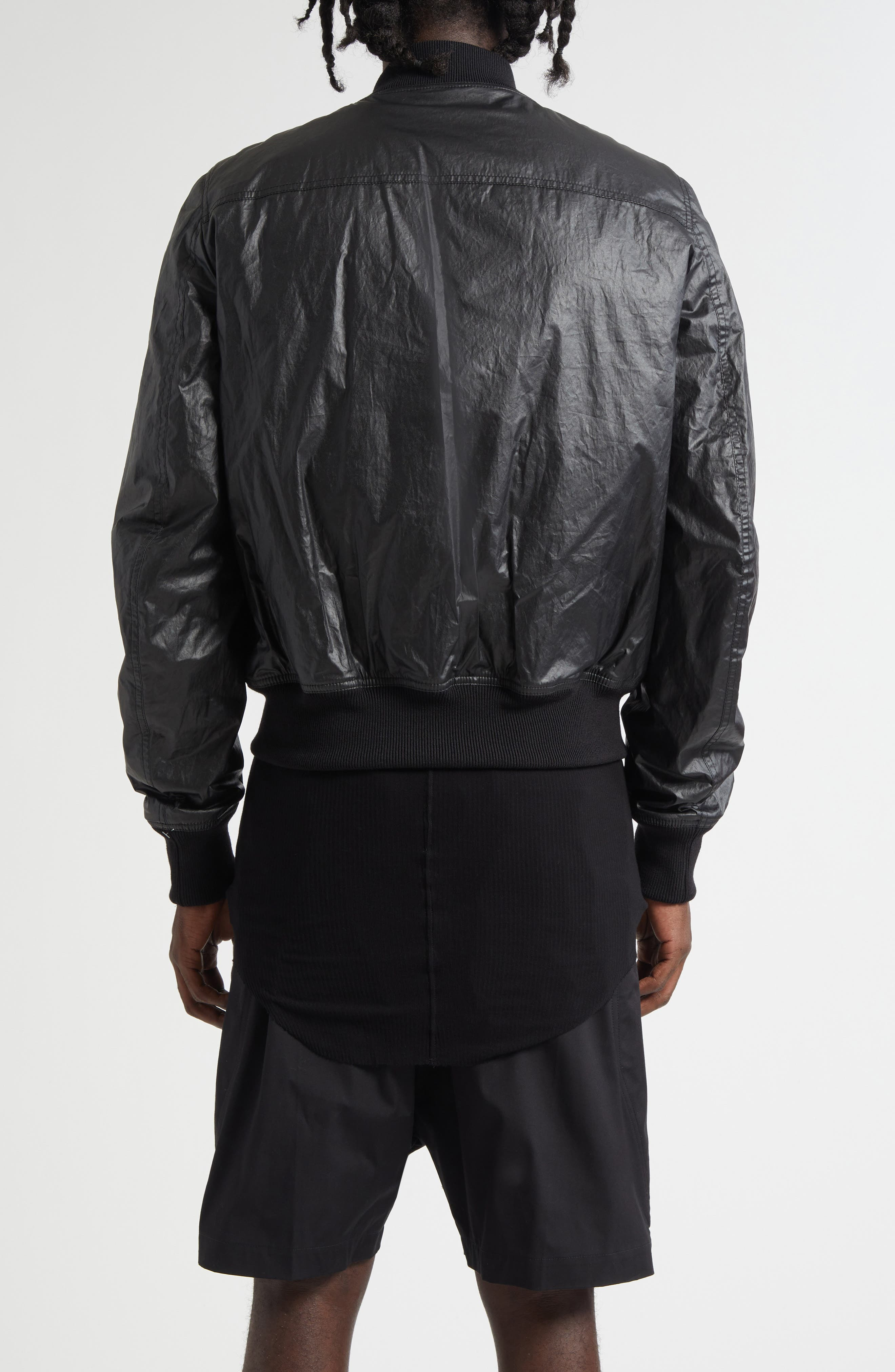 Rick Owens Bauhaus Coated Cotton Flight Jacket in Black at Nordstrom - 3