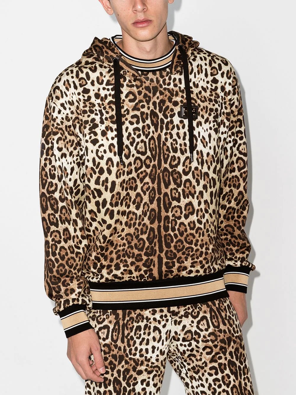 leopard print cotton hoodie - 2