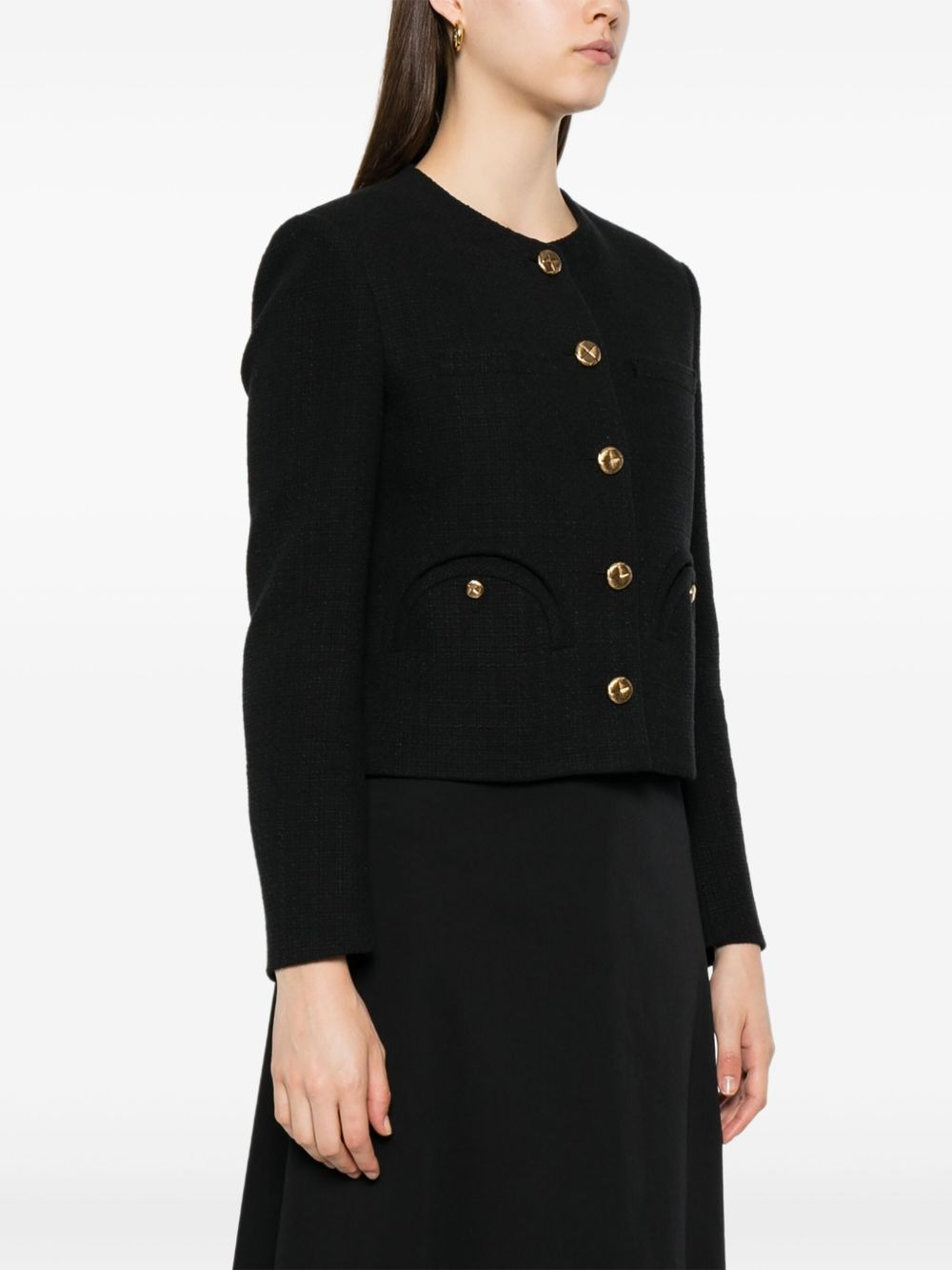 tweed button-fastening jacket - 3