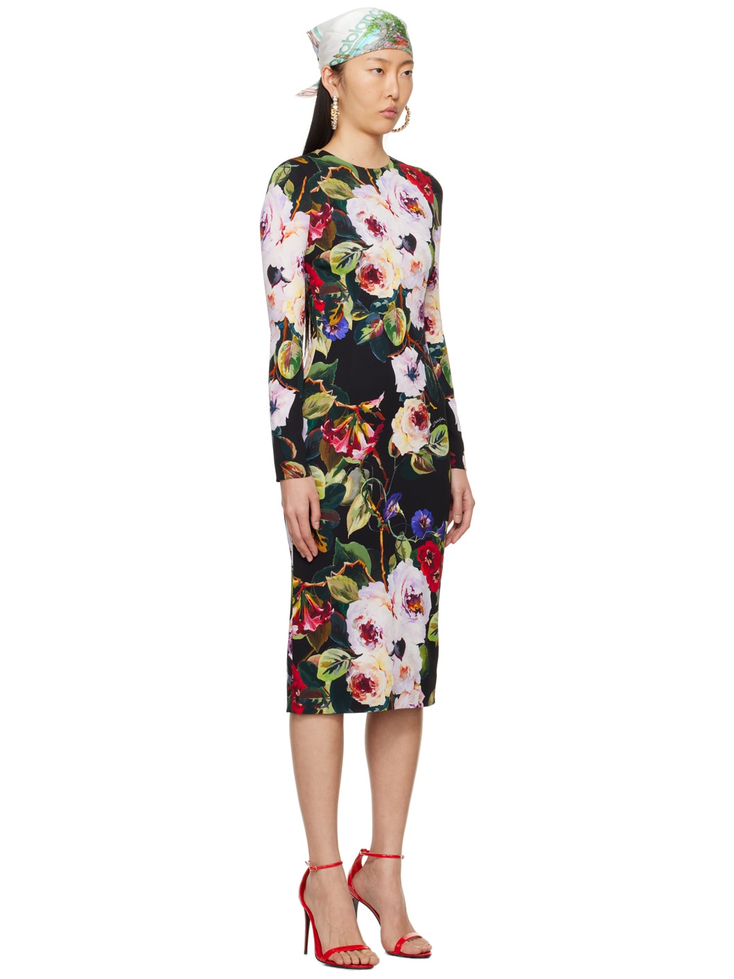 Black Floral Midi Dress - 2