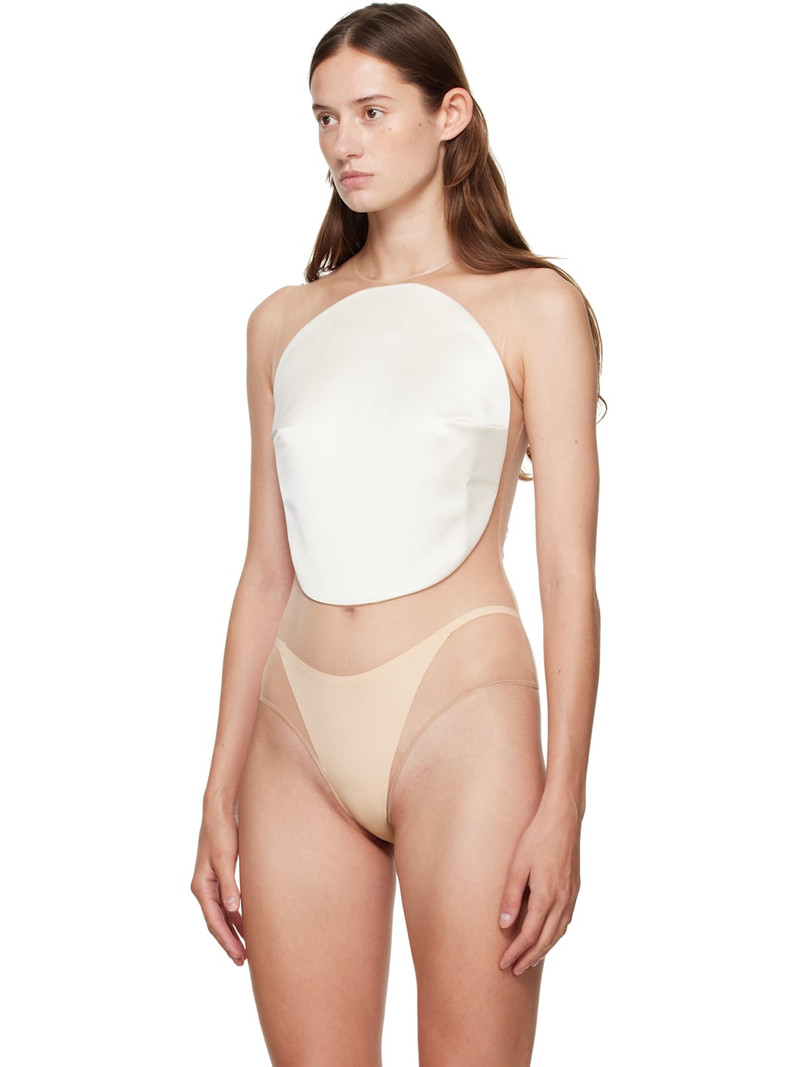 courrèges Off-White Illusion Circle Satin Bodysuit outlook