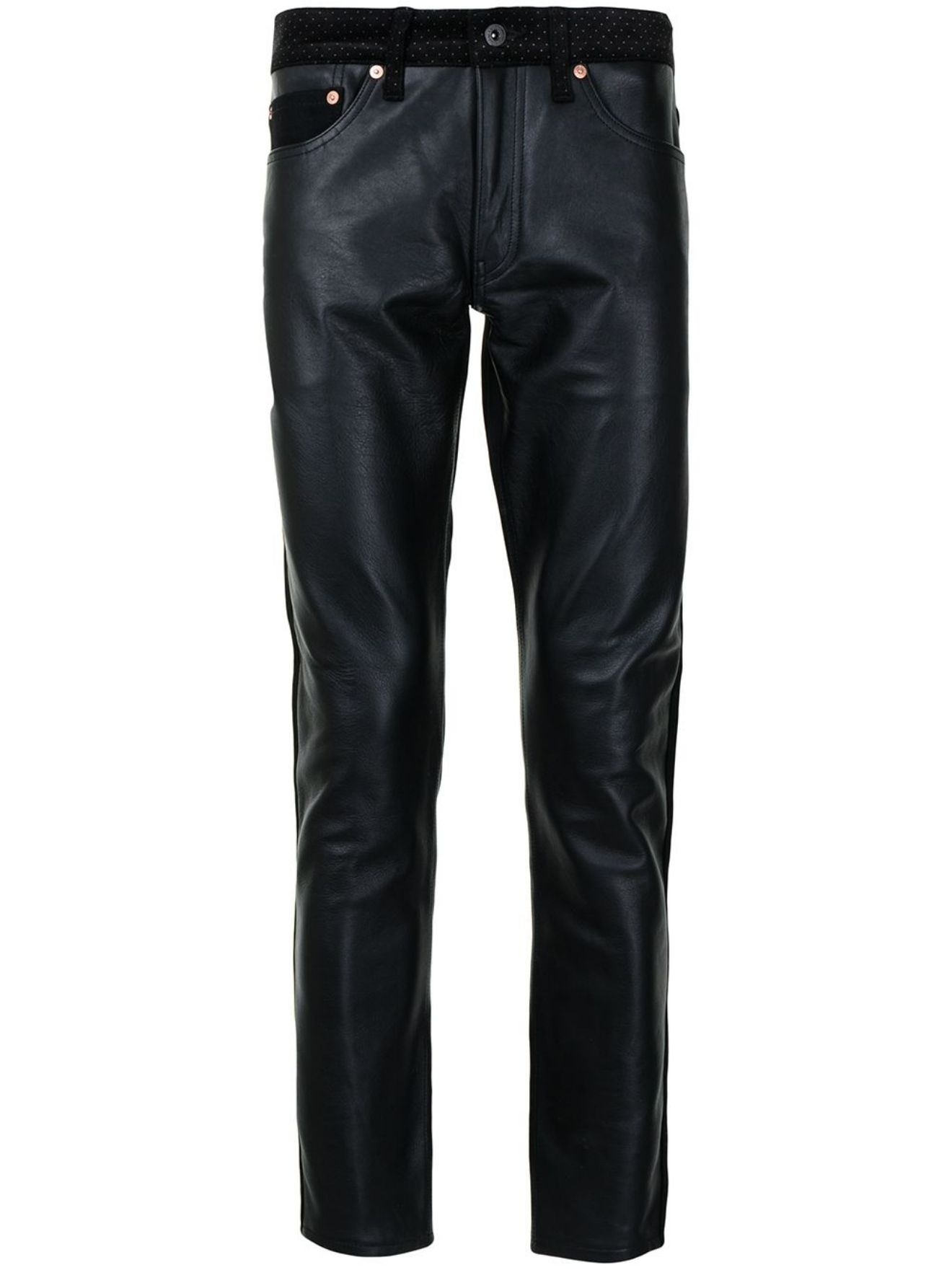 leather slim-cut trousers - 1