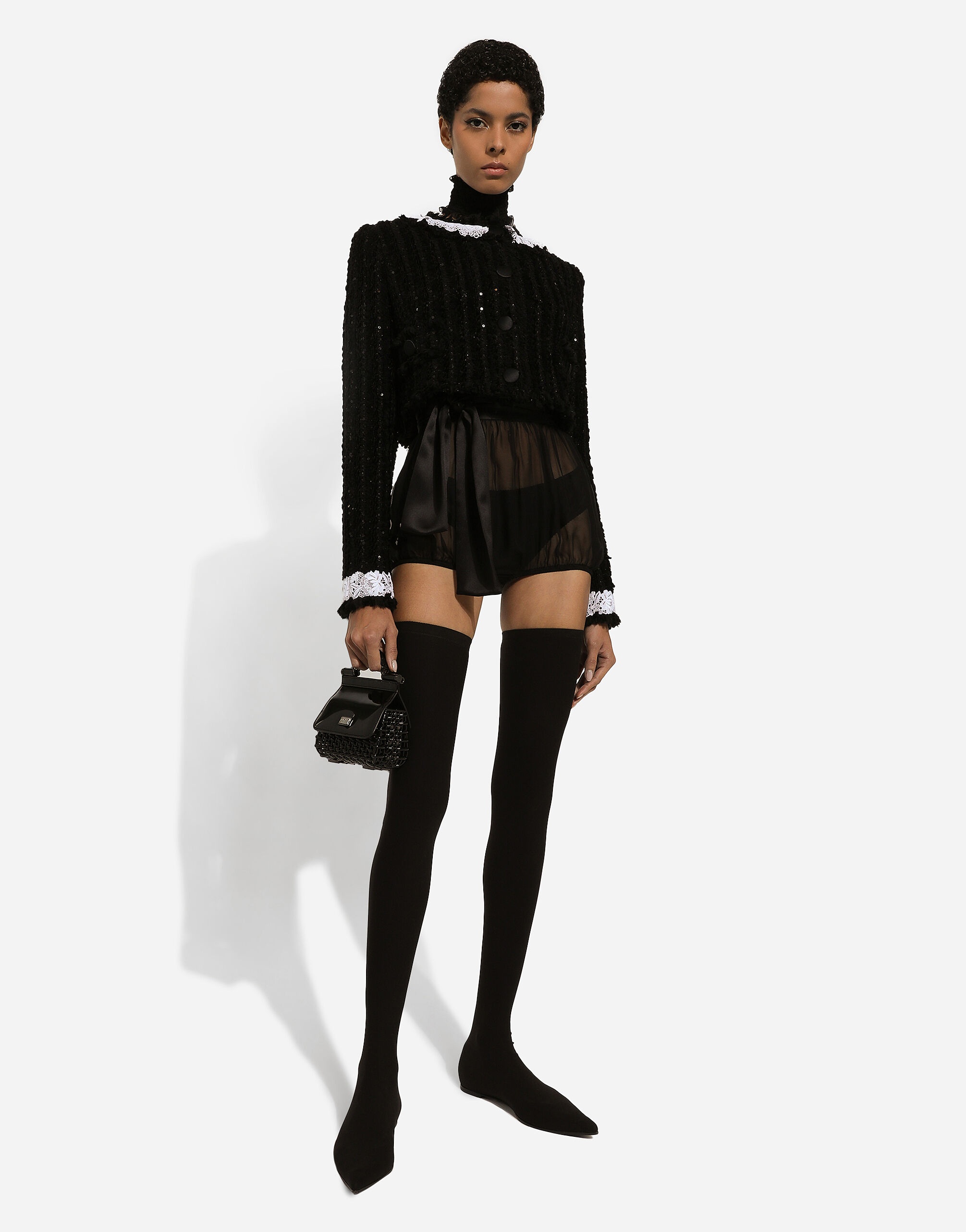 Short tweed jacket with micro-sequin embellishment - 9