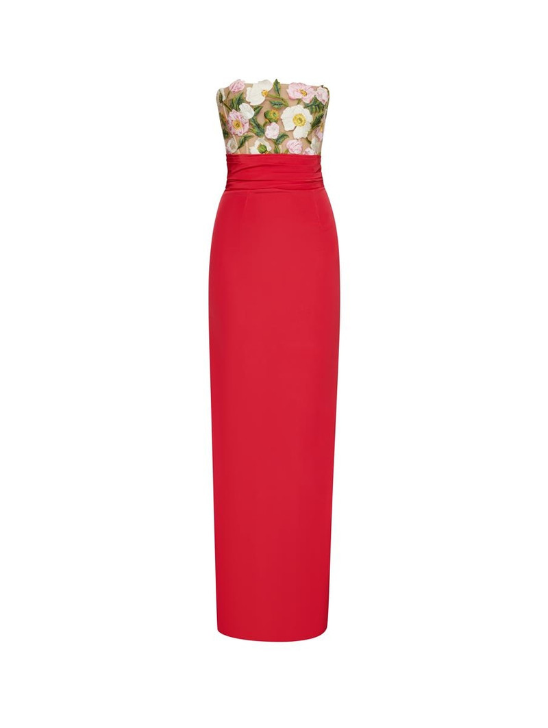 PAINTED POPPIES THREADWORK FAILLE GOWN 5