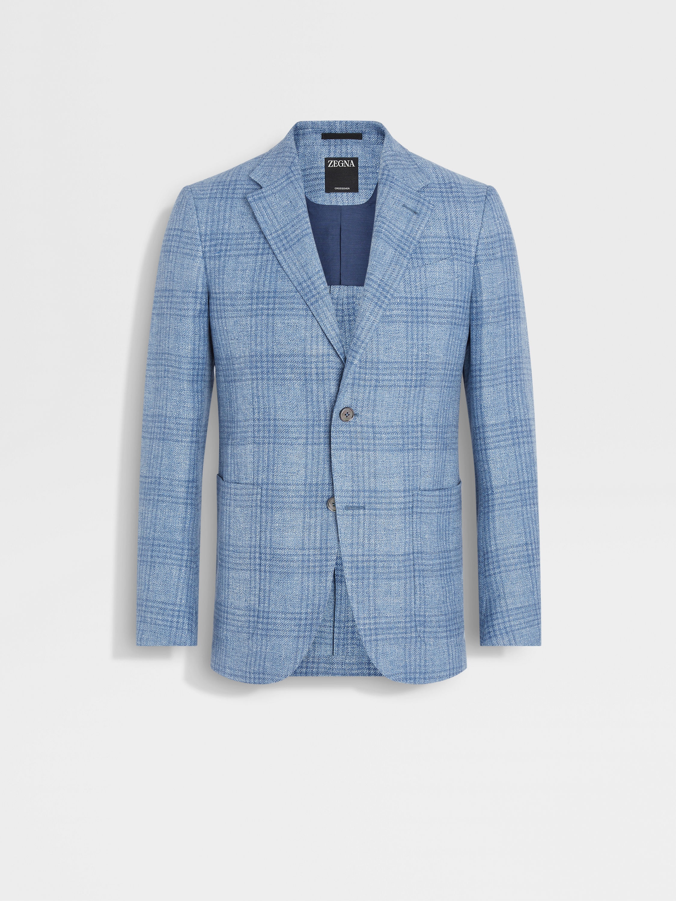 BRIGHT BLUE CROSSOVER LINEN WOOL AND SILK JACKET - 1