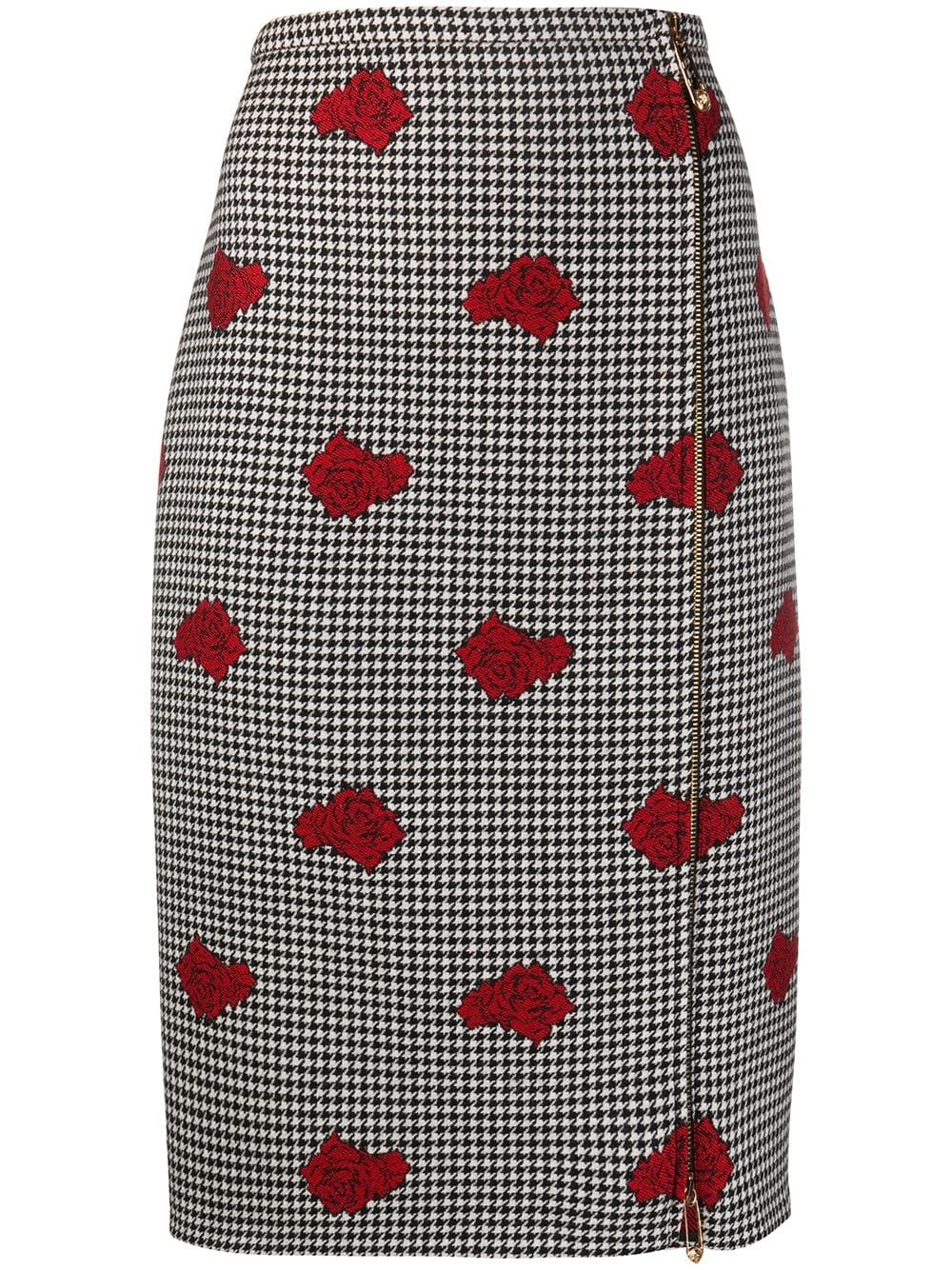 Houndstooth rose print skirt - 1